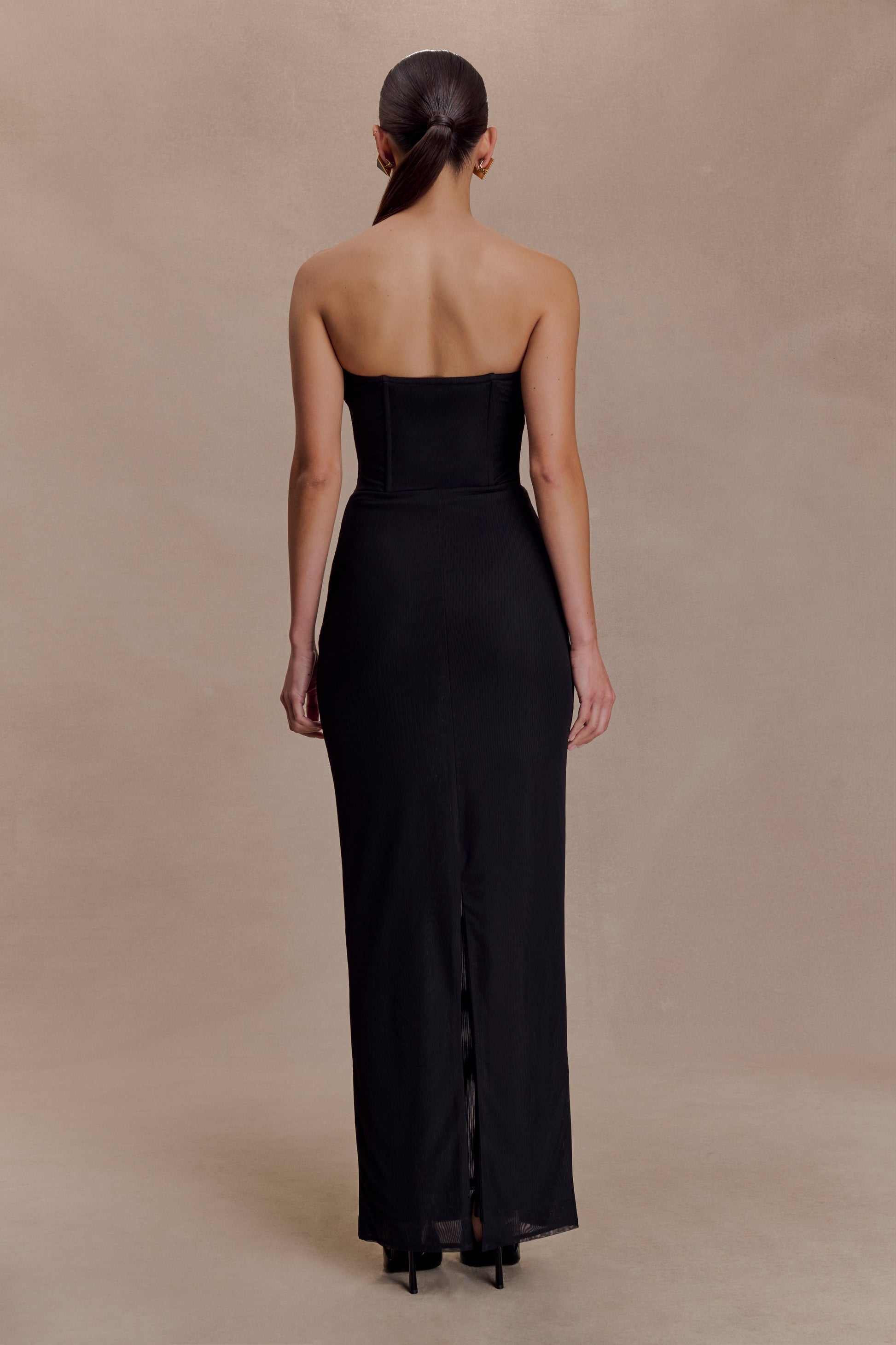 Gemma Strapless Mesh Maxi Dress - Black #2