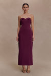 Cary Folded Strapless Crepe Midi Dress - Wine