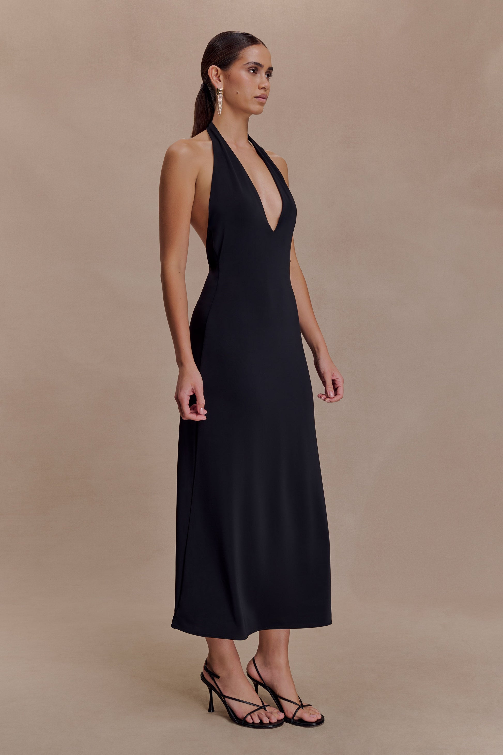 Genie Slinky Halter Midi Dress / Black | Meshki | M Genie Slinky Halter Midi Dress / Black | Meshki | M