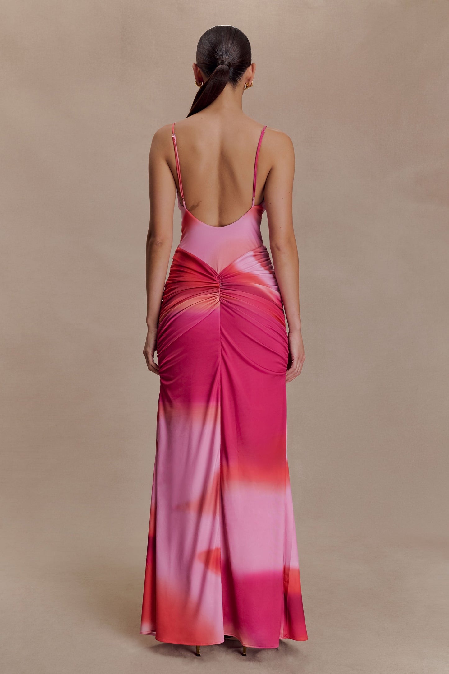 Roisin Slinky Maxi Dress - Pink Sunset Print