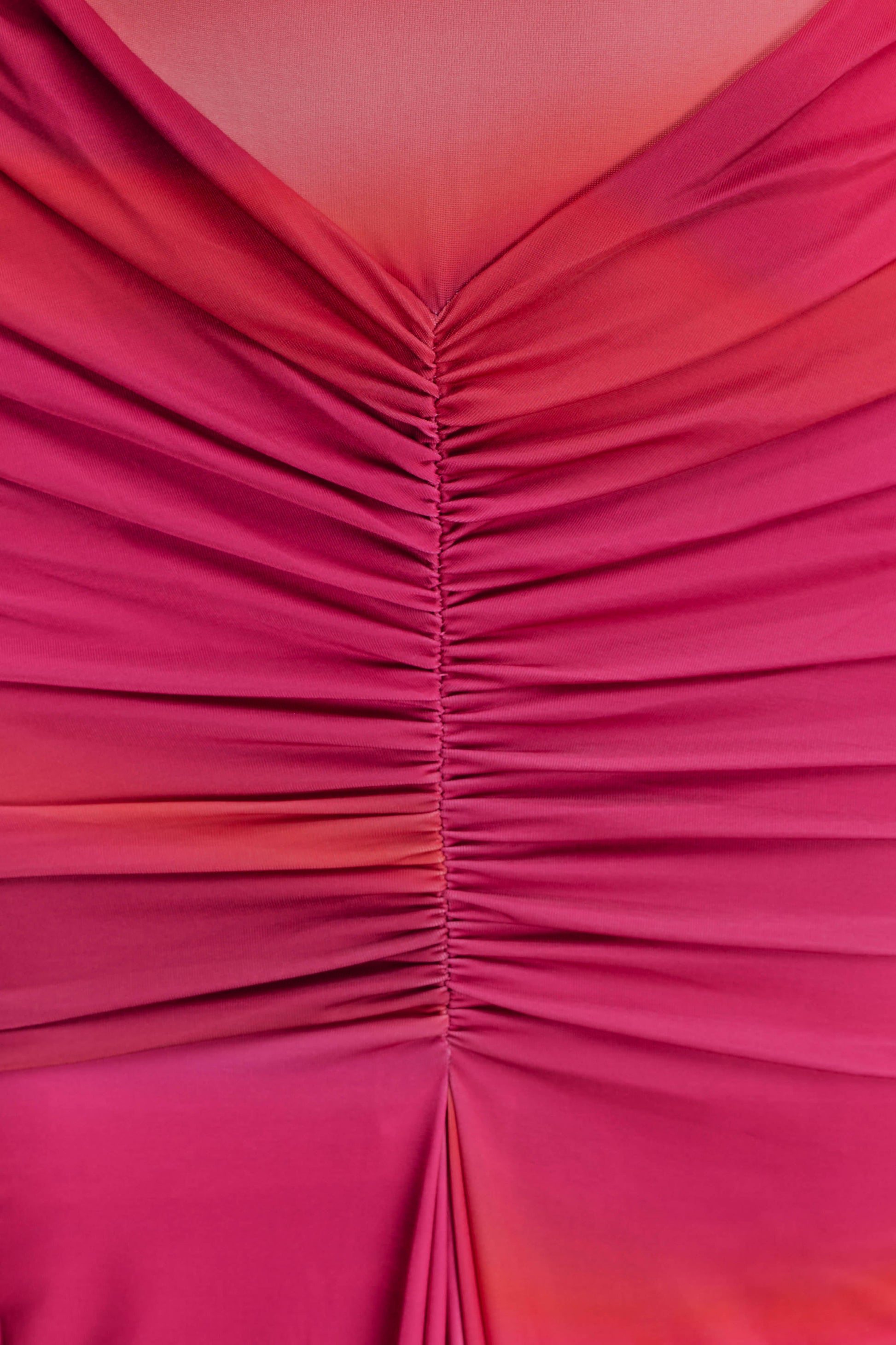 hot pink slinky dress Roisin Slinky Maxi Dress / Pink Sunset Print | MESHKI