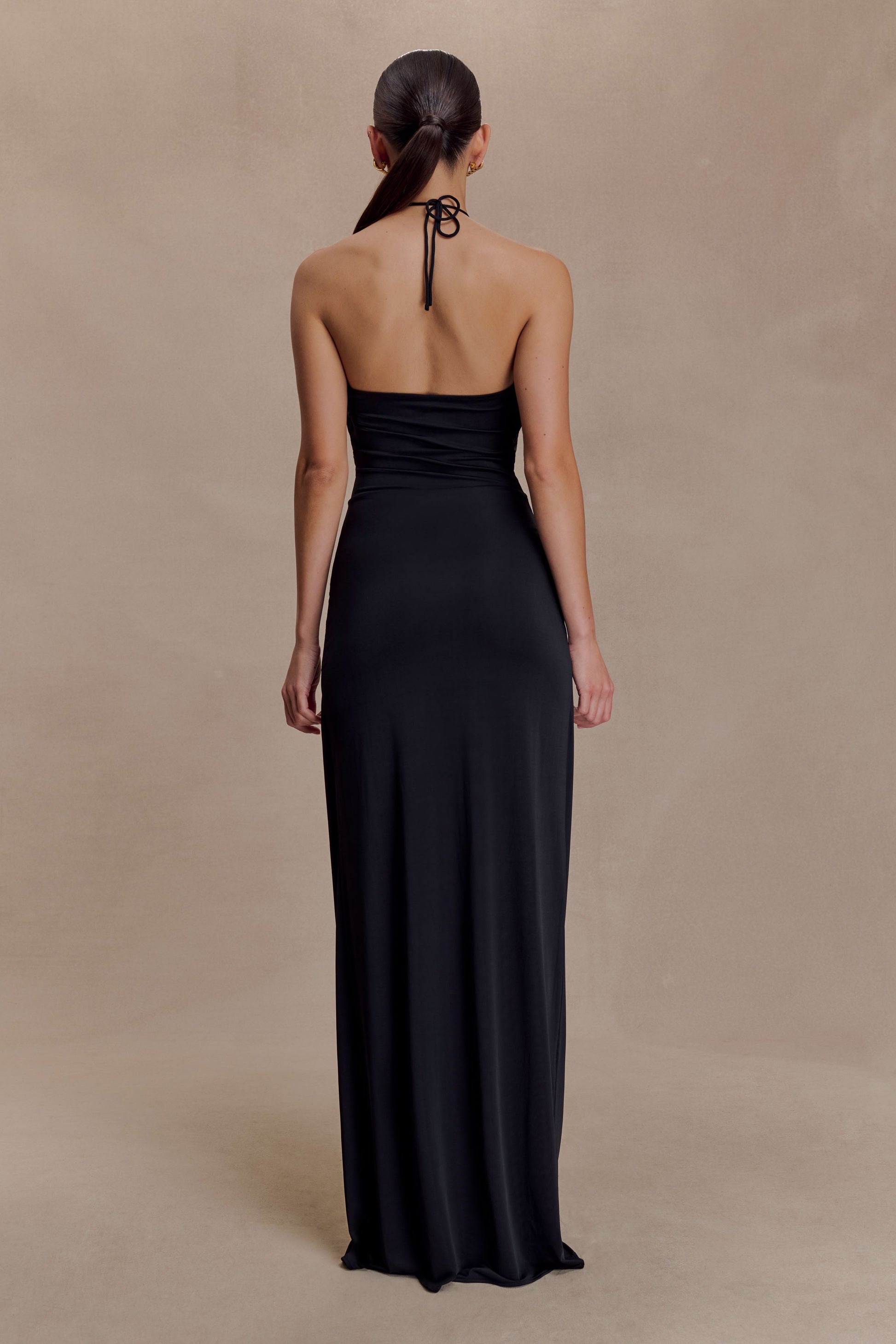 Quincy Halter Maxi Dress With Hardware - Black | MESHKI US Quincy Halter Maxi Dress With Hardware - Black | MESHKI US