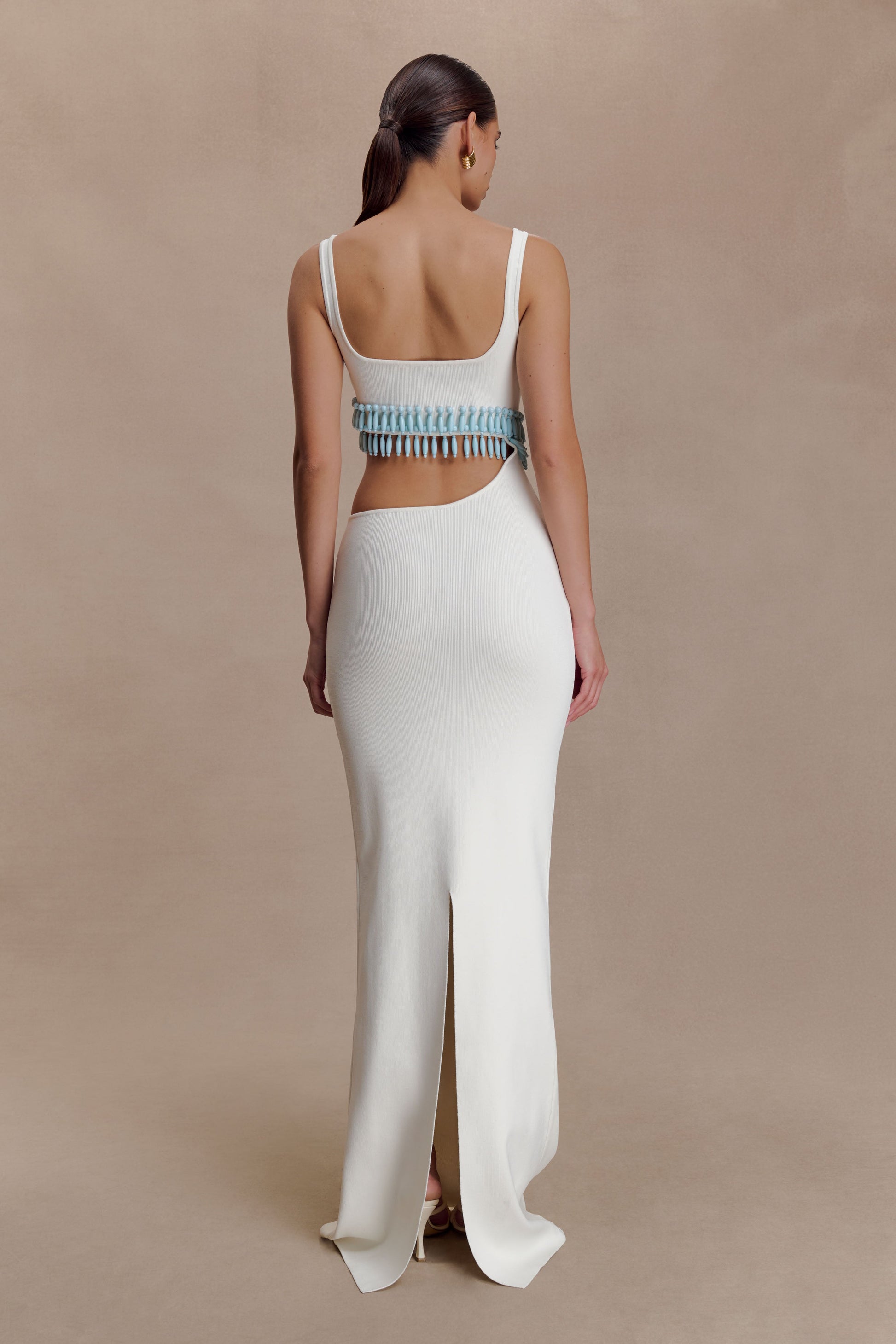 Ruvic Knit Maxi Beaded Dress / White | MESHKI | XXL Ruvic Knit Maxi Beaded Dress / White | MESHKI | XXL