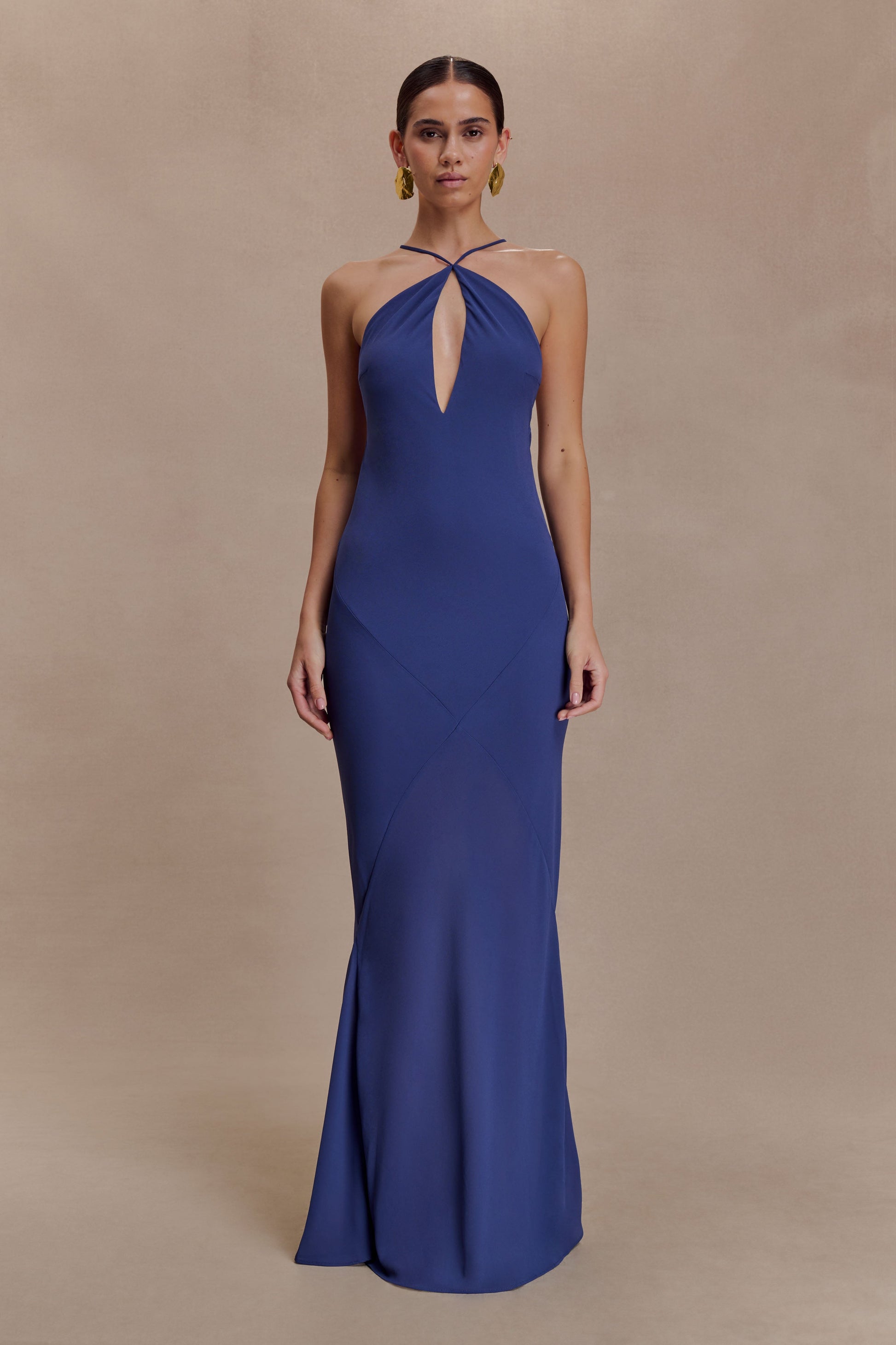 Nerea Slip Halter Maxi Dress / Purple Ink | MESHKI