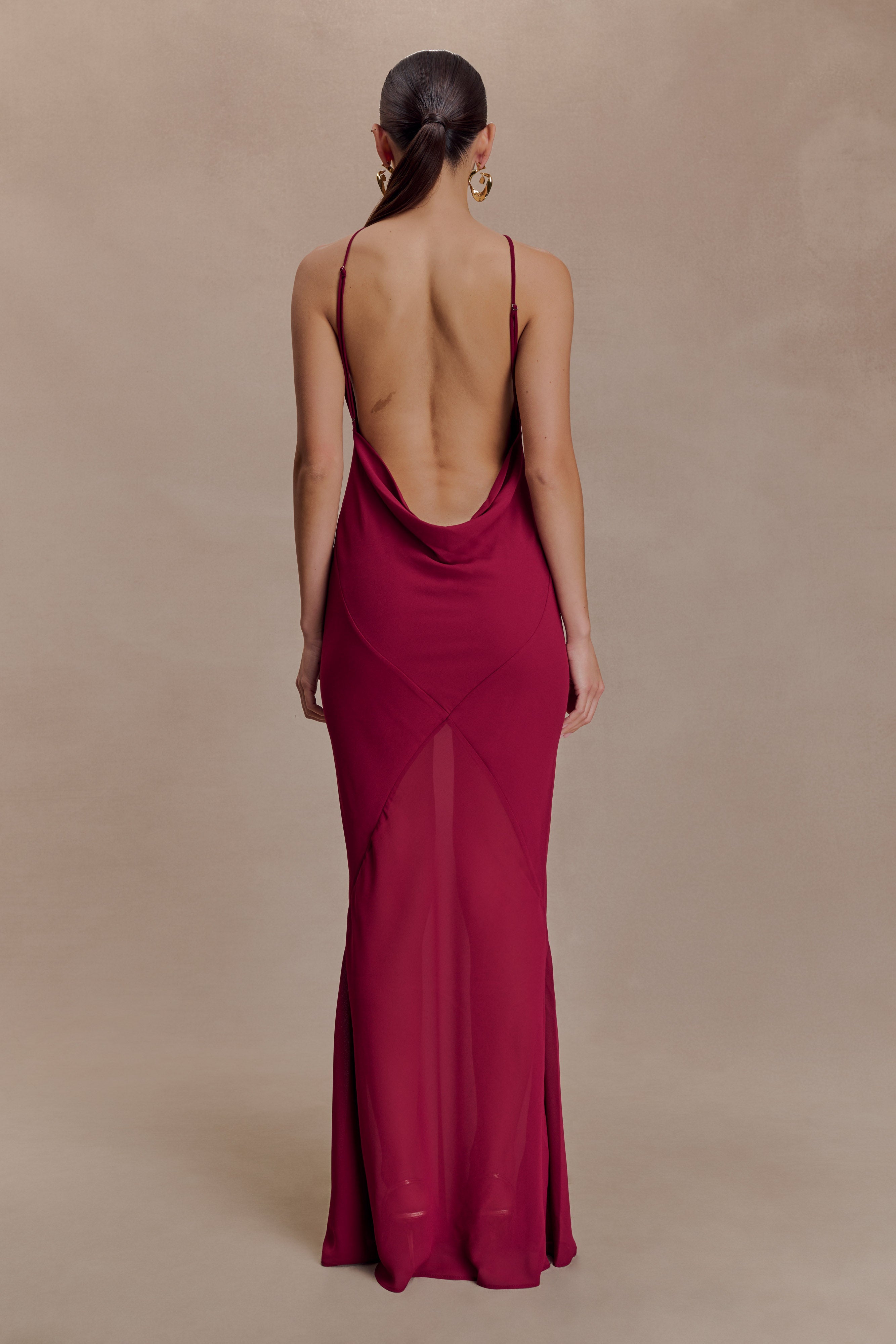 Nerea Slip Halter Maxi Dress - Cherry Red | MESHKI US