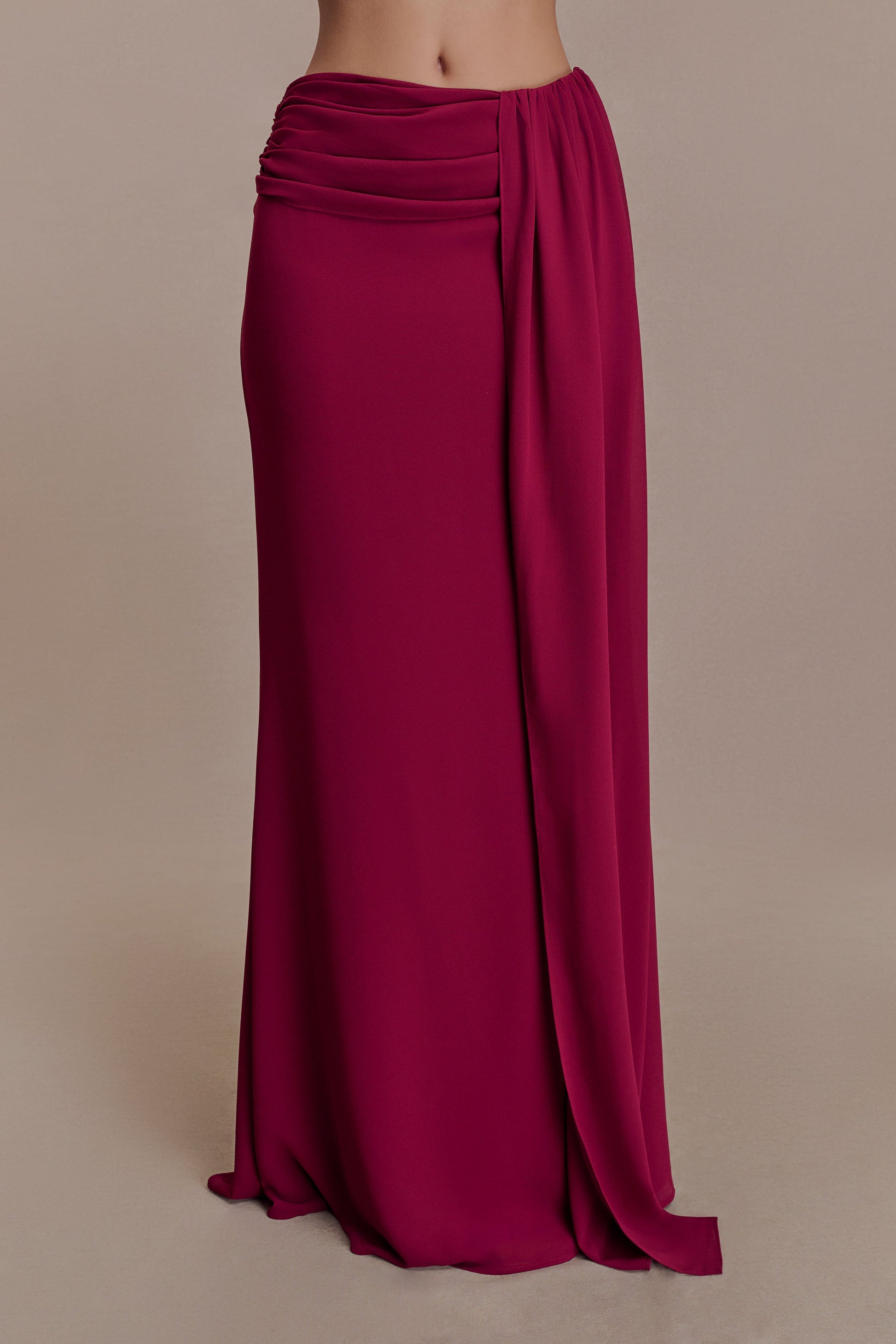 Celina Chiffon Overlay Maxi Skirt - Cherry Red #7