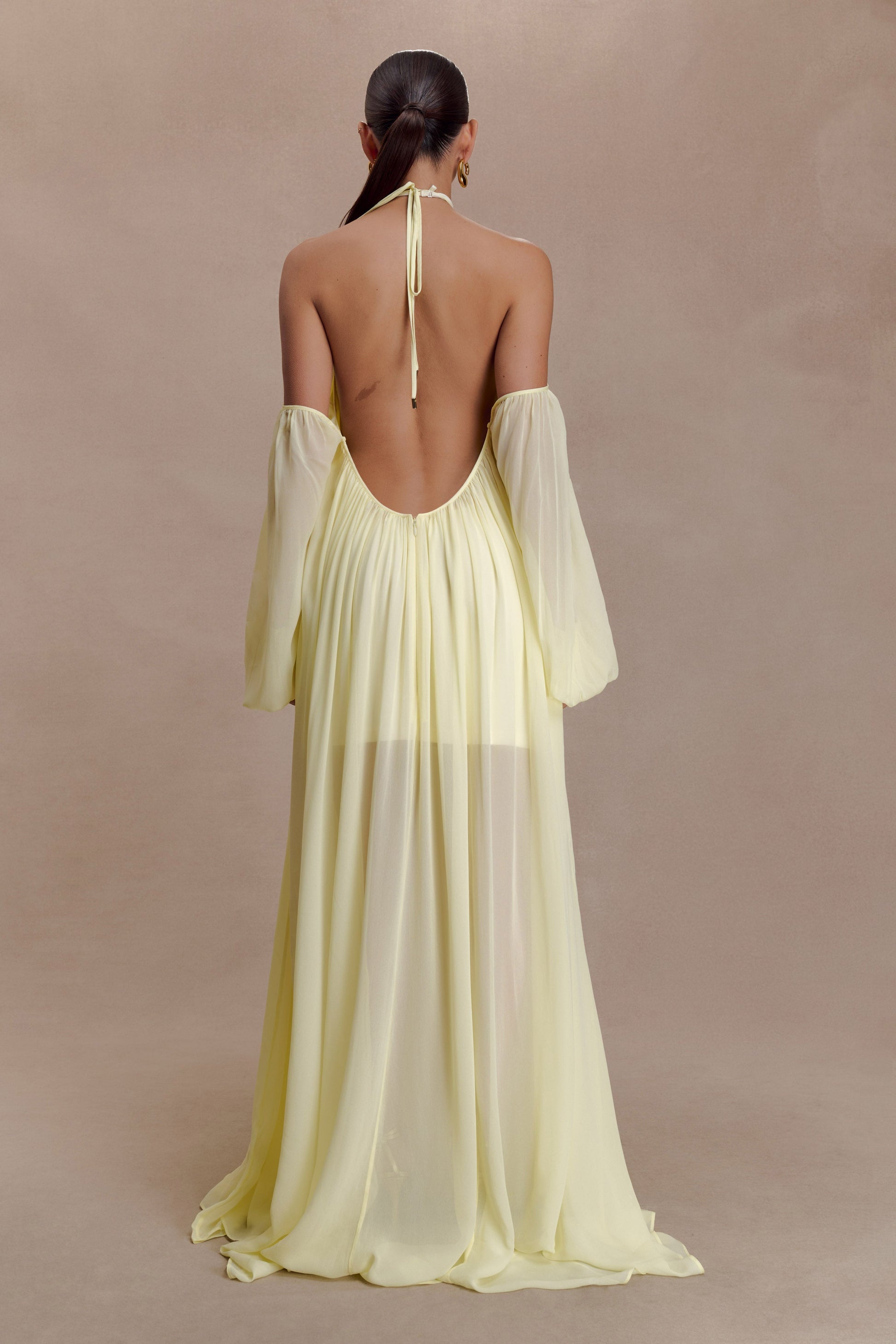 Janni Chiffon Maxi Dress With Hardware / Lemon Lime | MESHKI