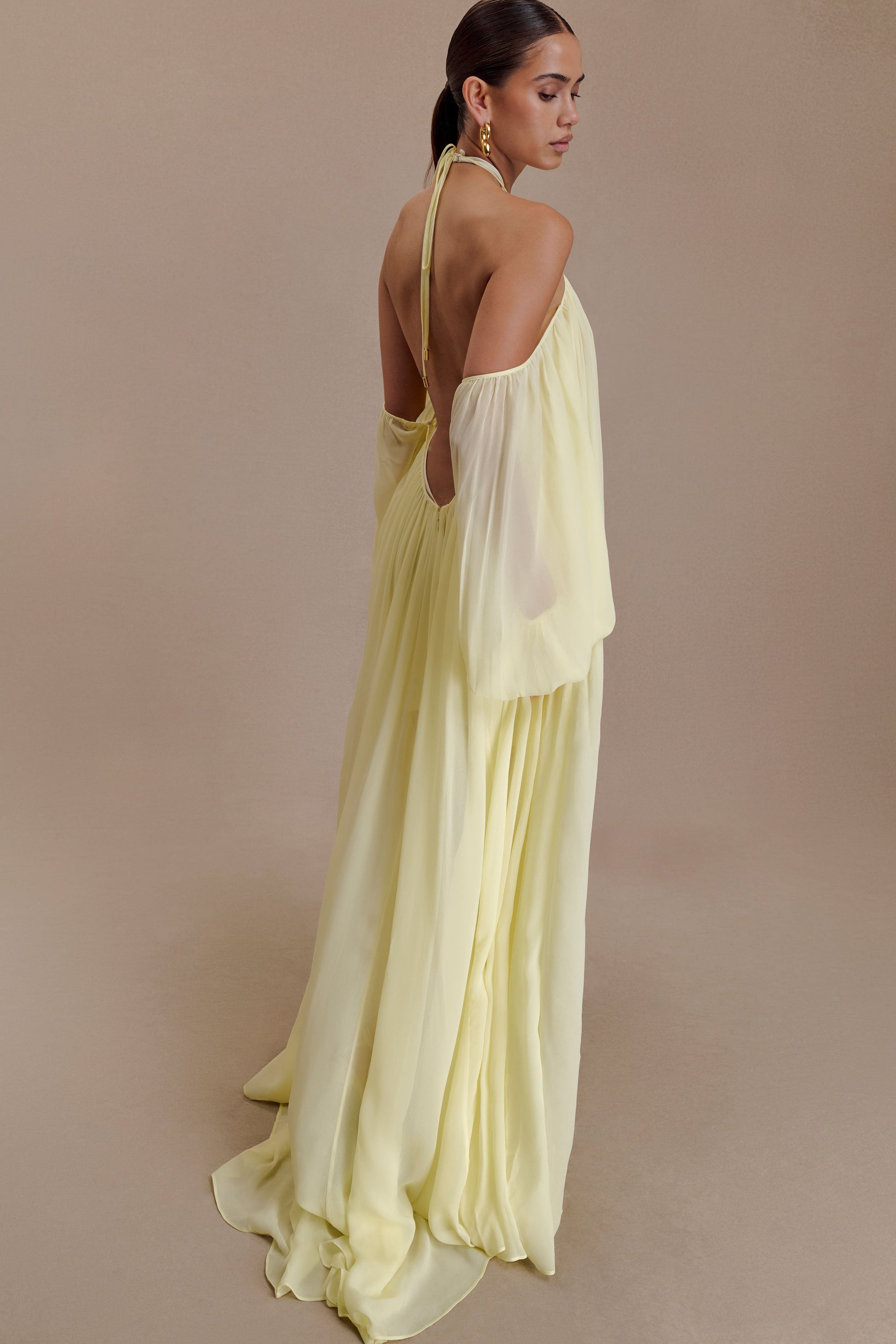 Janni Chiffon Maxi Dress With Hardware / Lemon Lime | MESHKI