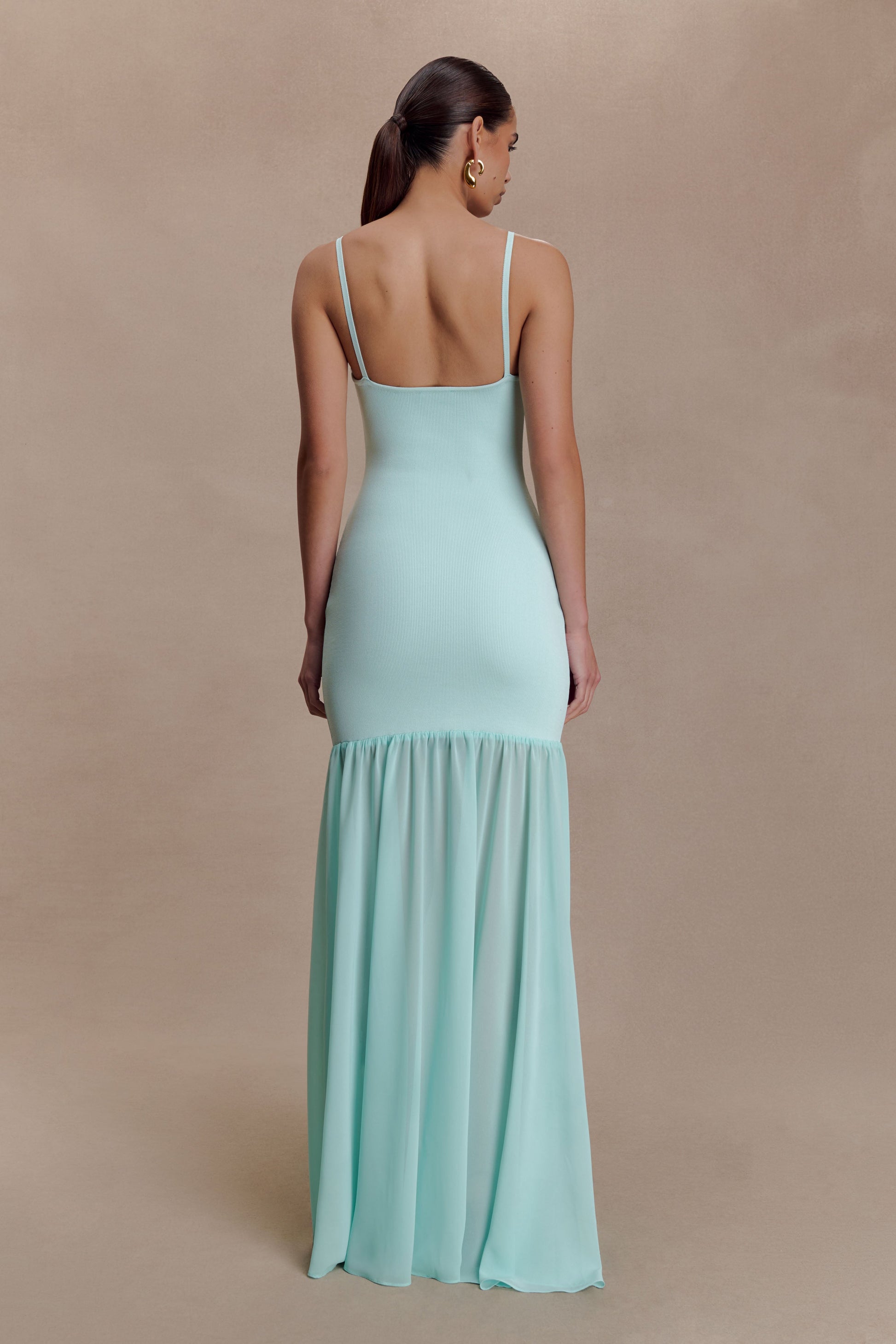 Deanne Bandage And Chiffon Knit Maxi Dress / Blue | MESHKI