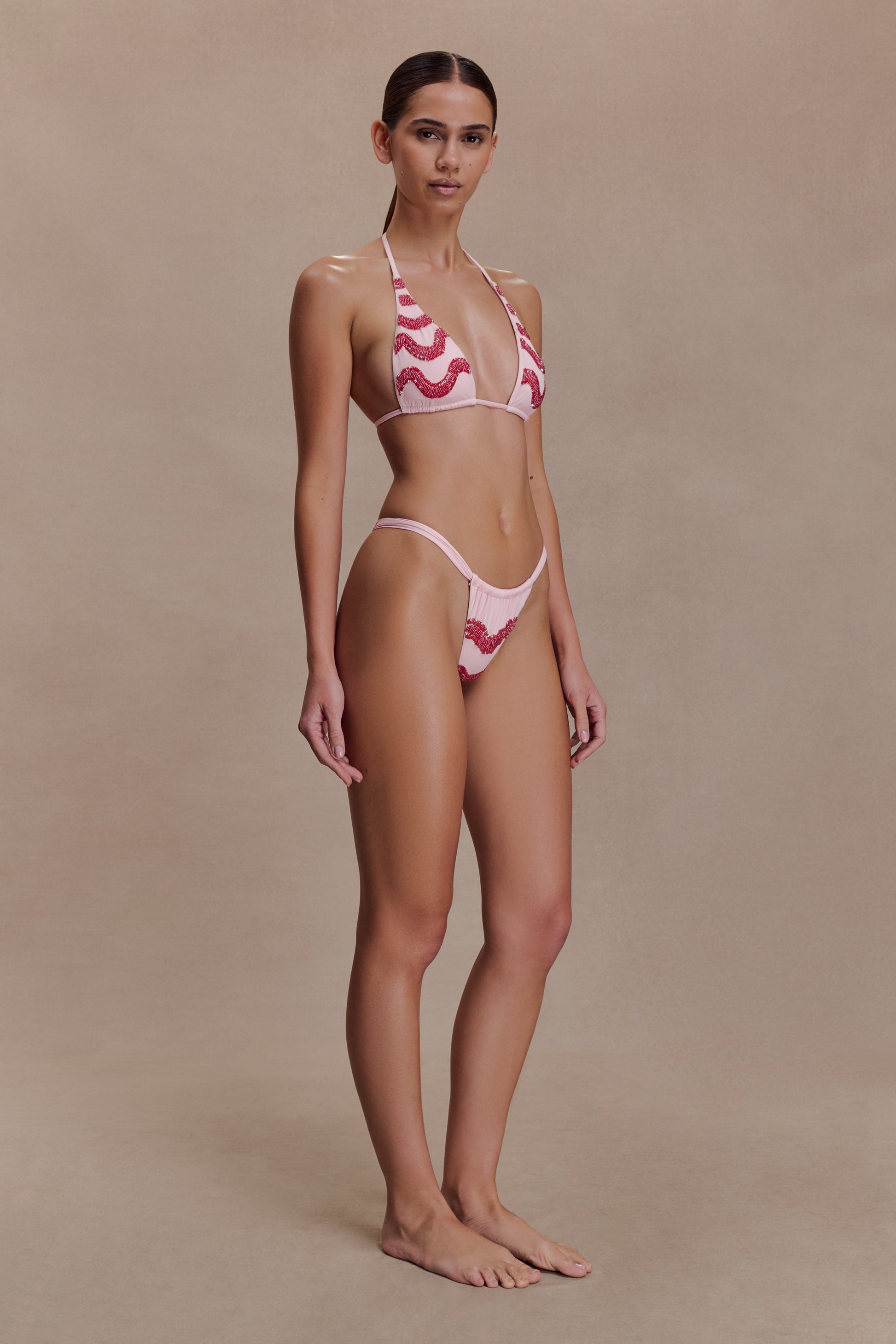 Robyn Beaded Bikini Bottom - Pink #4