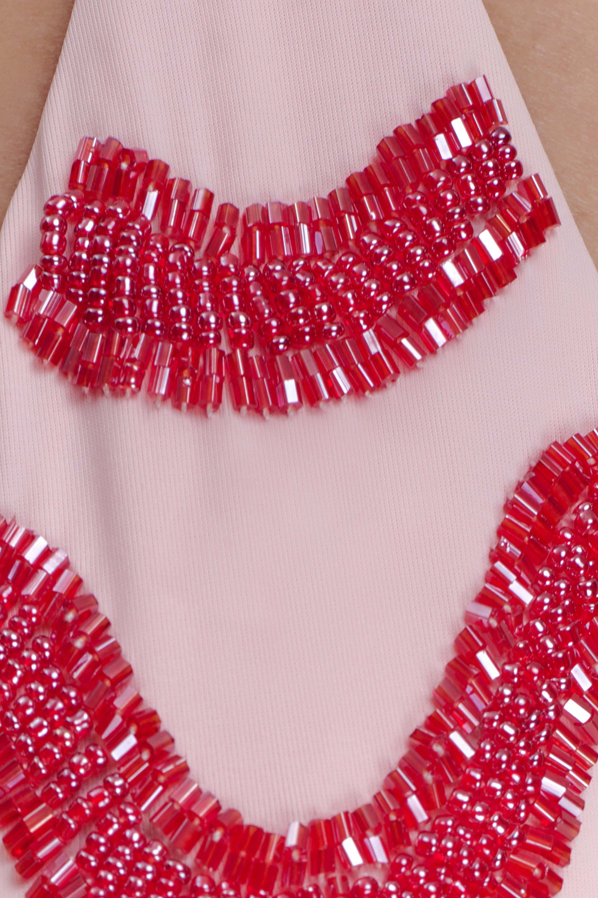 Robyn Beaded Triangle Bikini Top - Pink #9