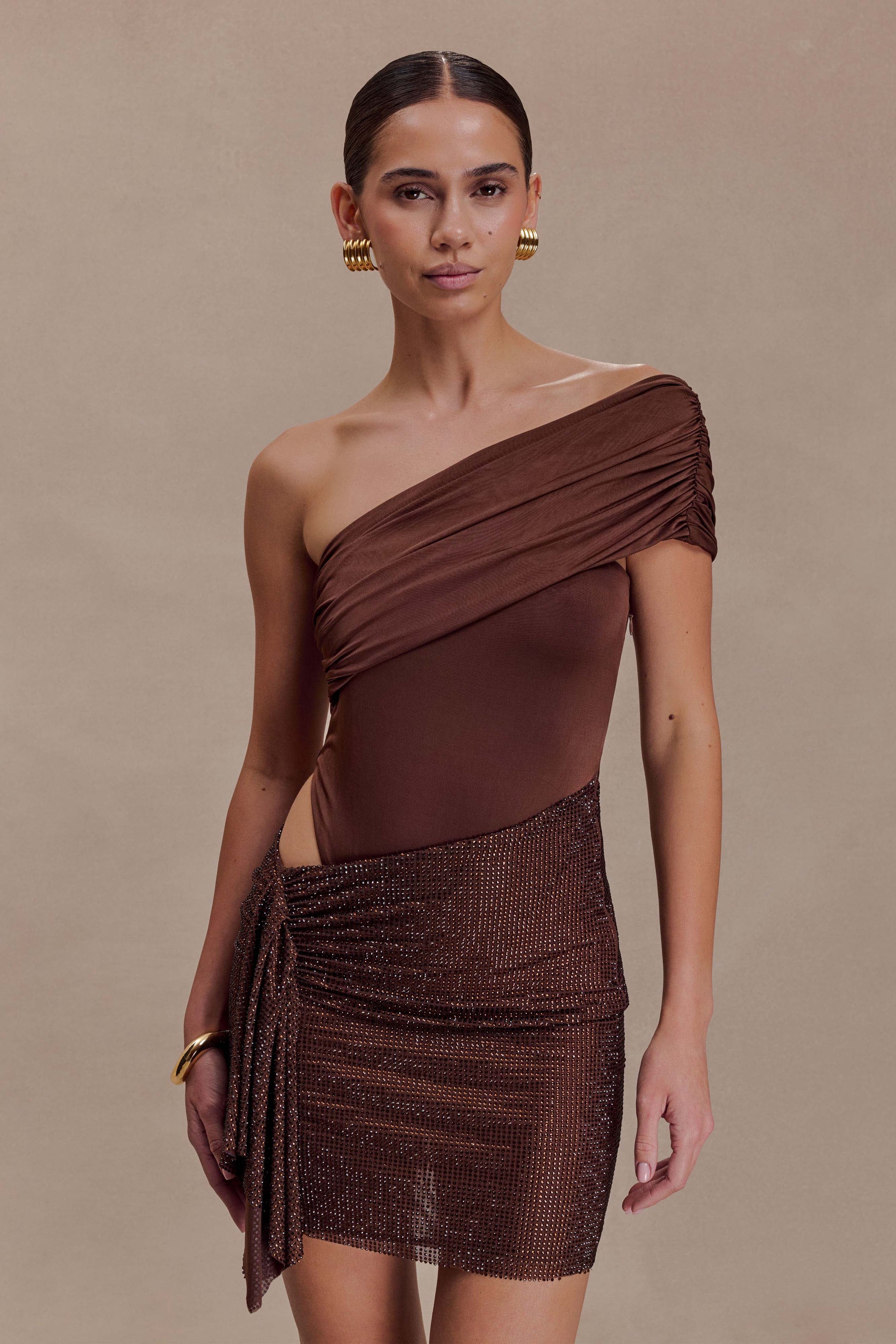 metallic paisley dress Metallic Paisley Jersey Asymmetric Ruffle Midi Dress