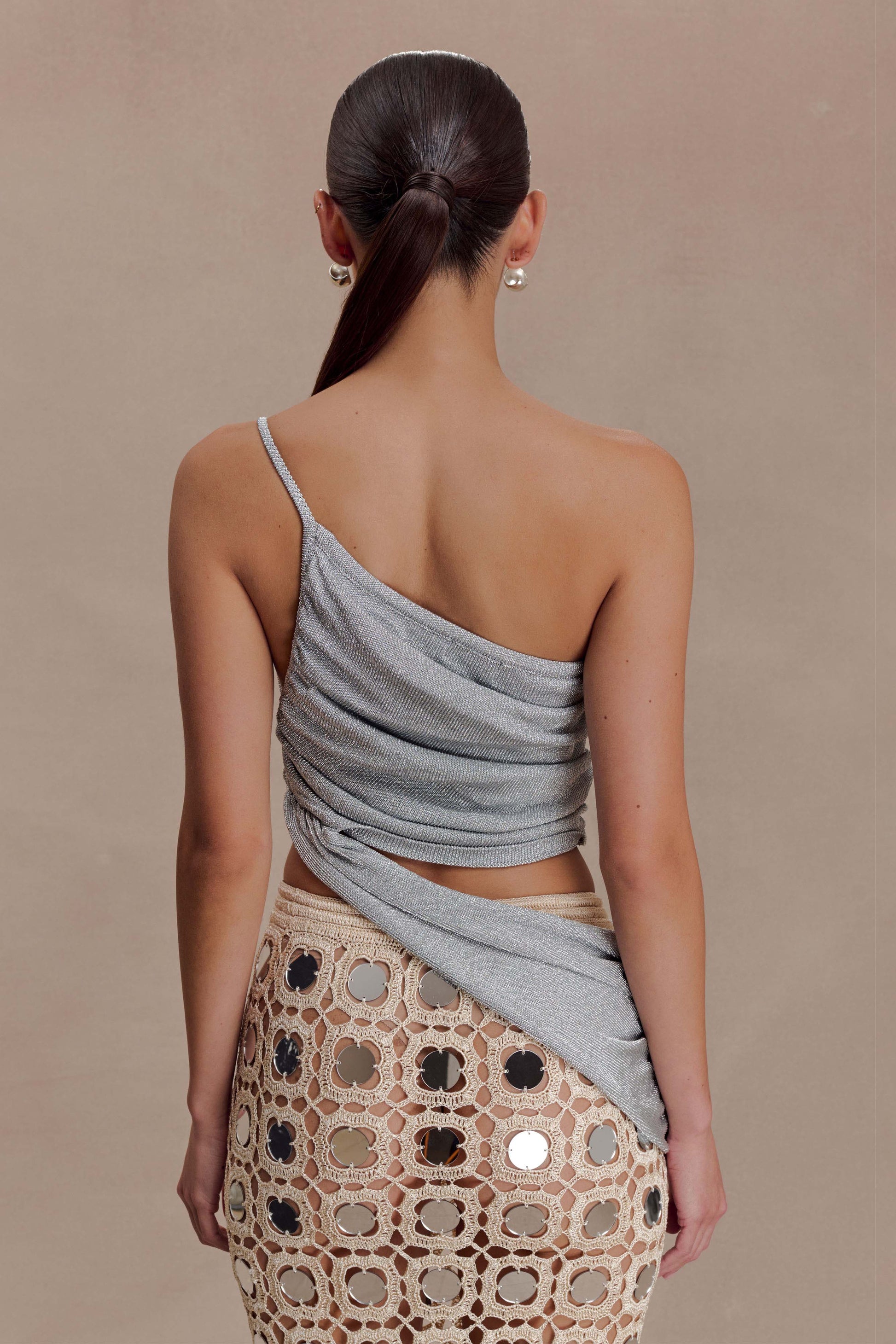 Corah Lurex Drape Knit Top - Silver #2