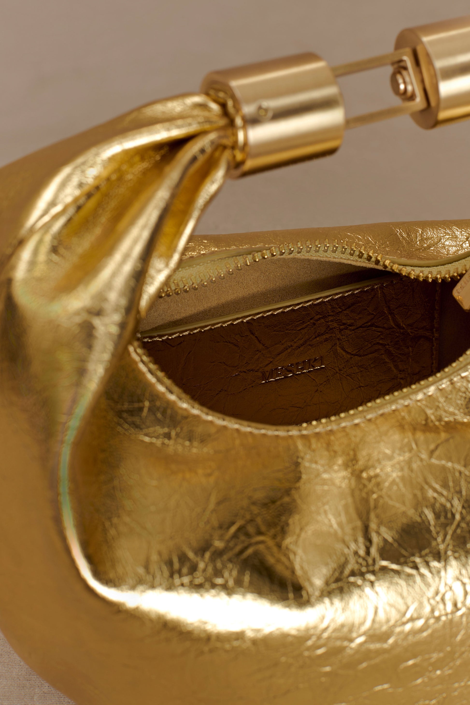 Bristol Mini Croissant Leather Bag - Gold #8