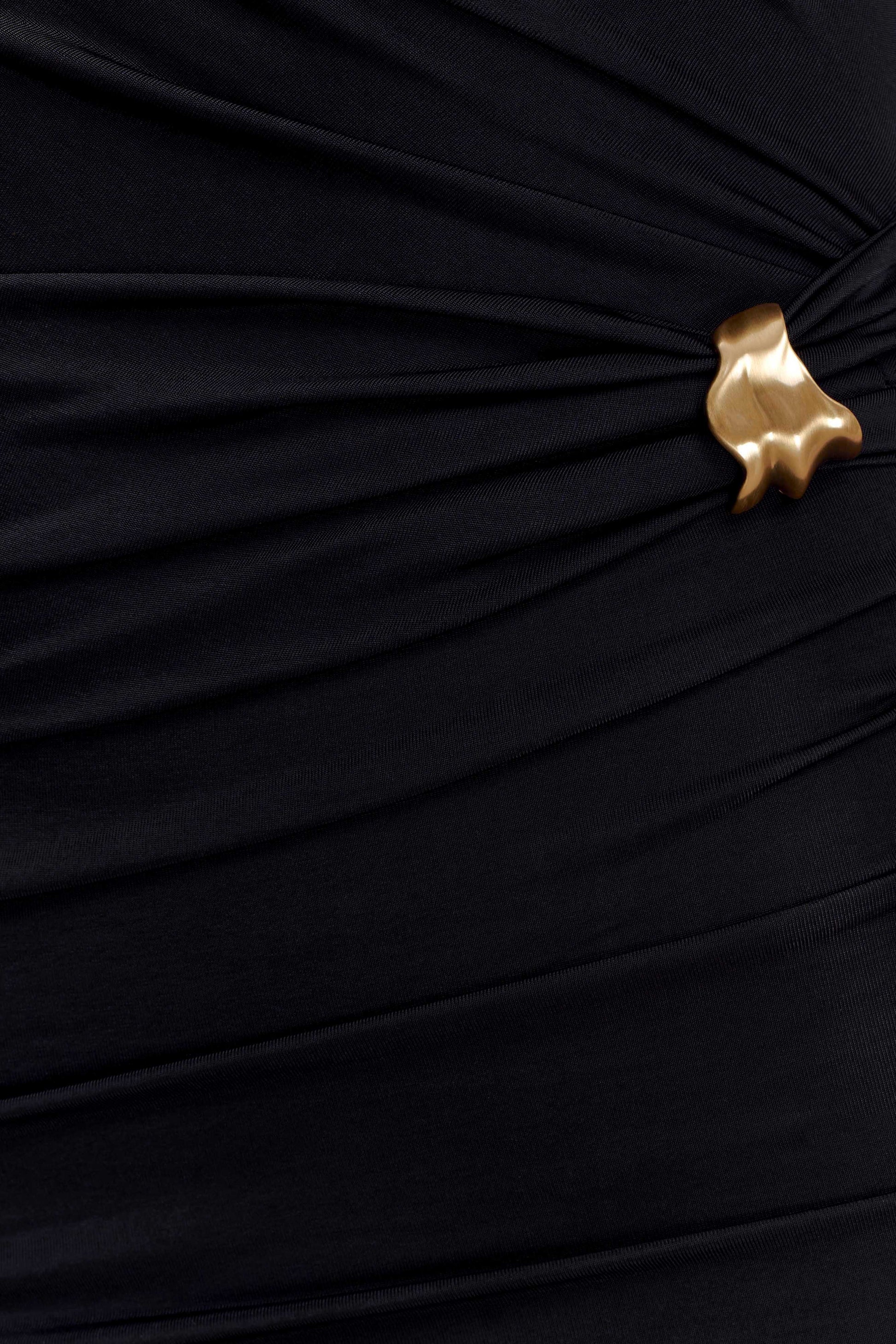 Amia Slinky Sleeveless Mini Dress With Hardware - Black #6