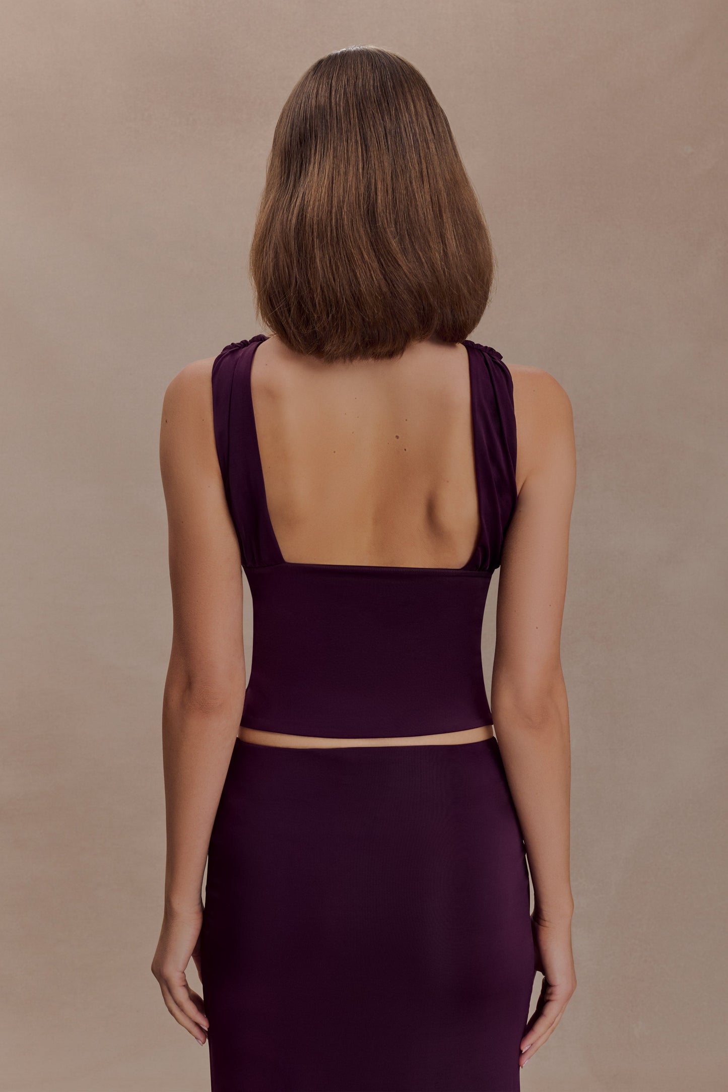 Erina Slinky Open Back Top - Aubergine