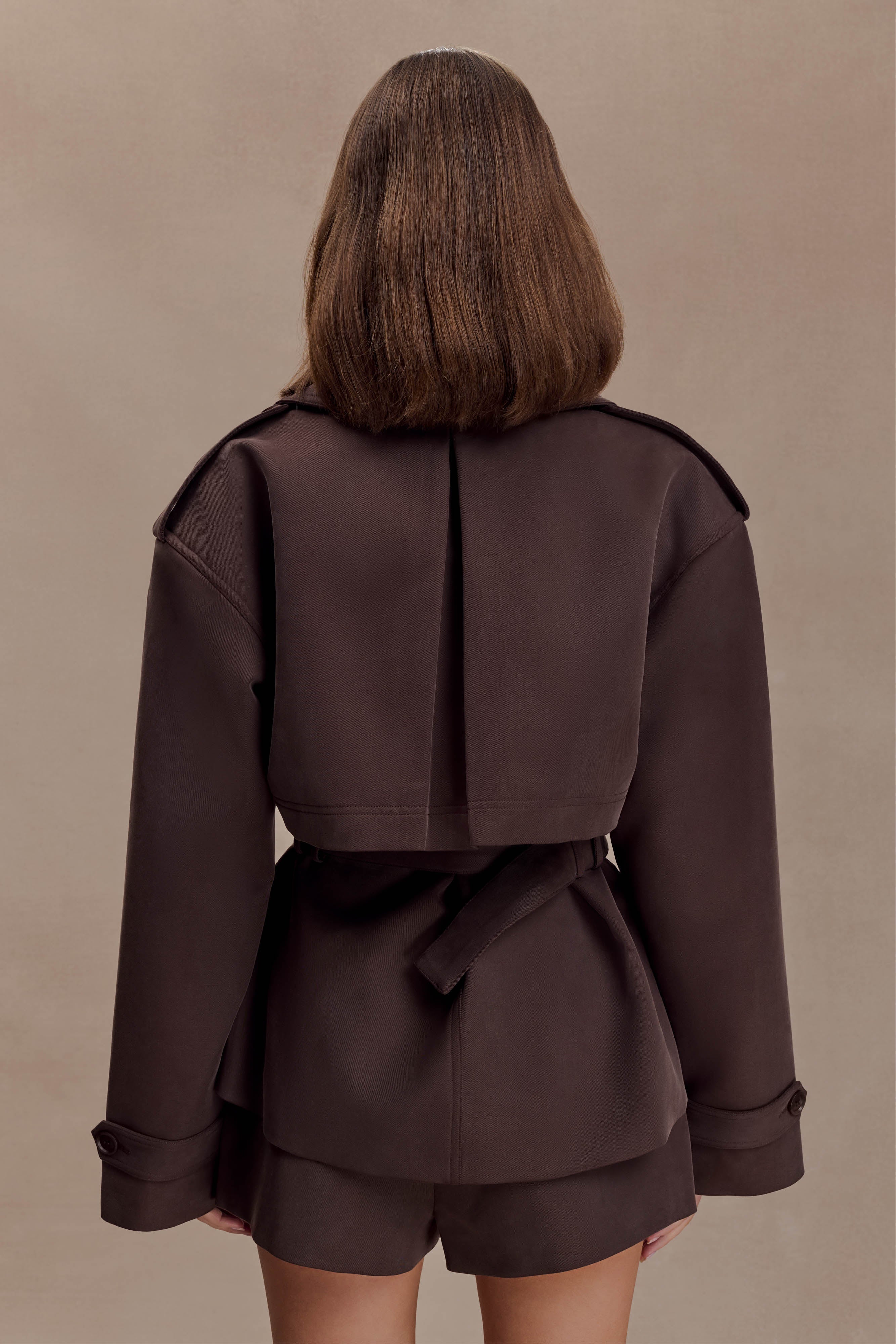 Alden Short Trench Jacket - Chocolate | MESHKI US