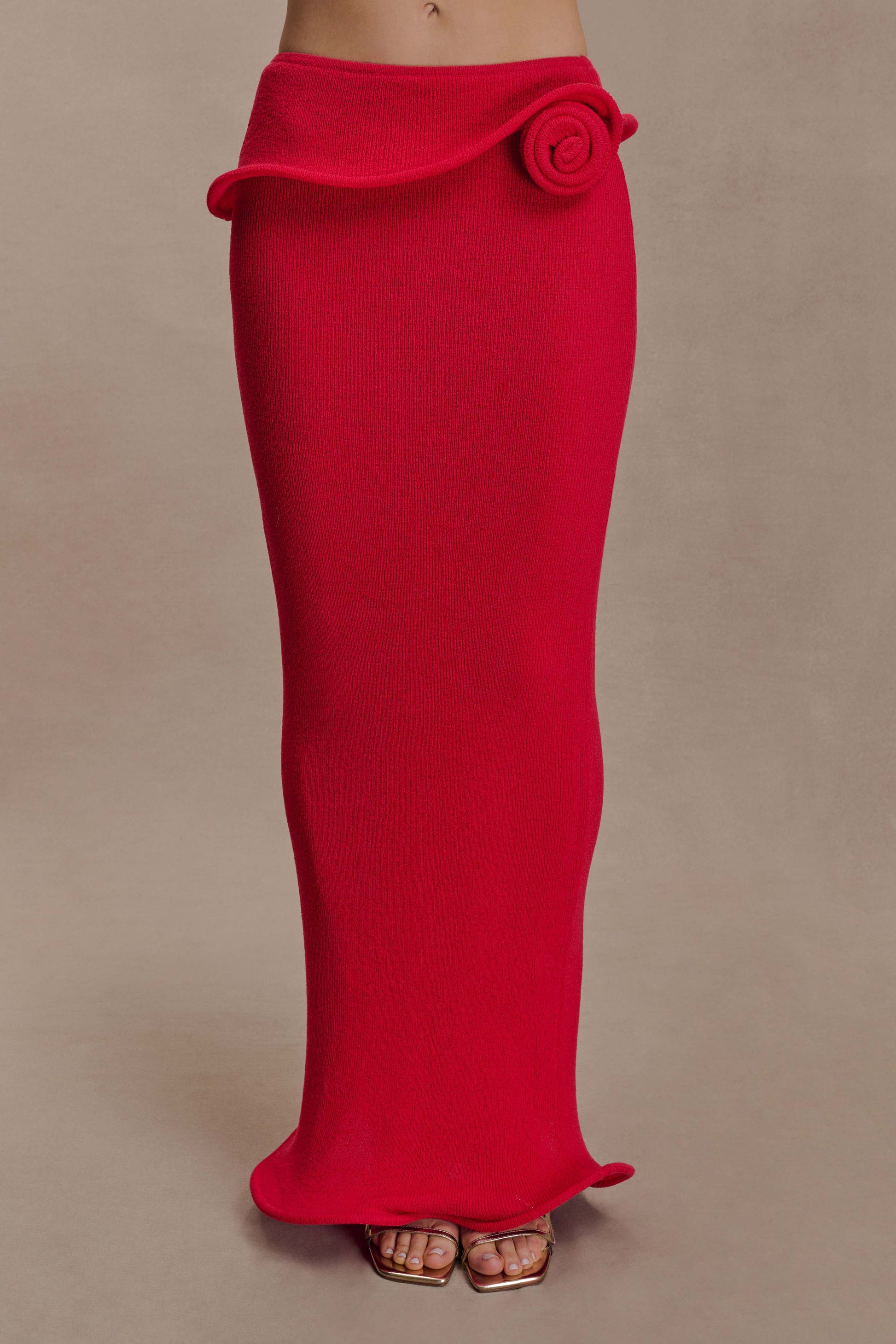 Samira Knit Wired Maxi Skirt - Red #7