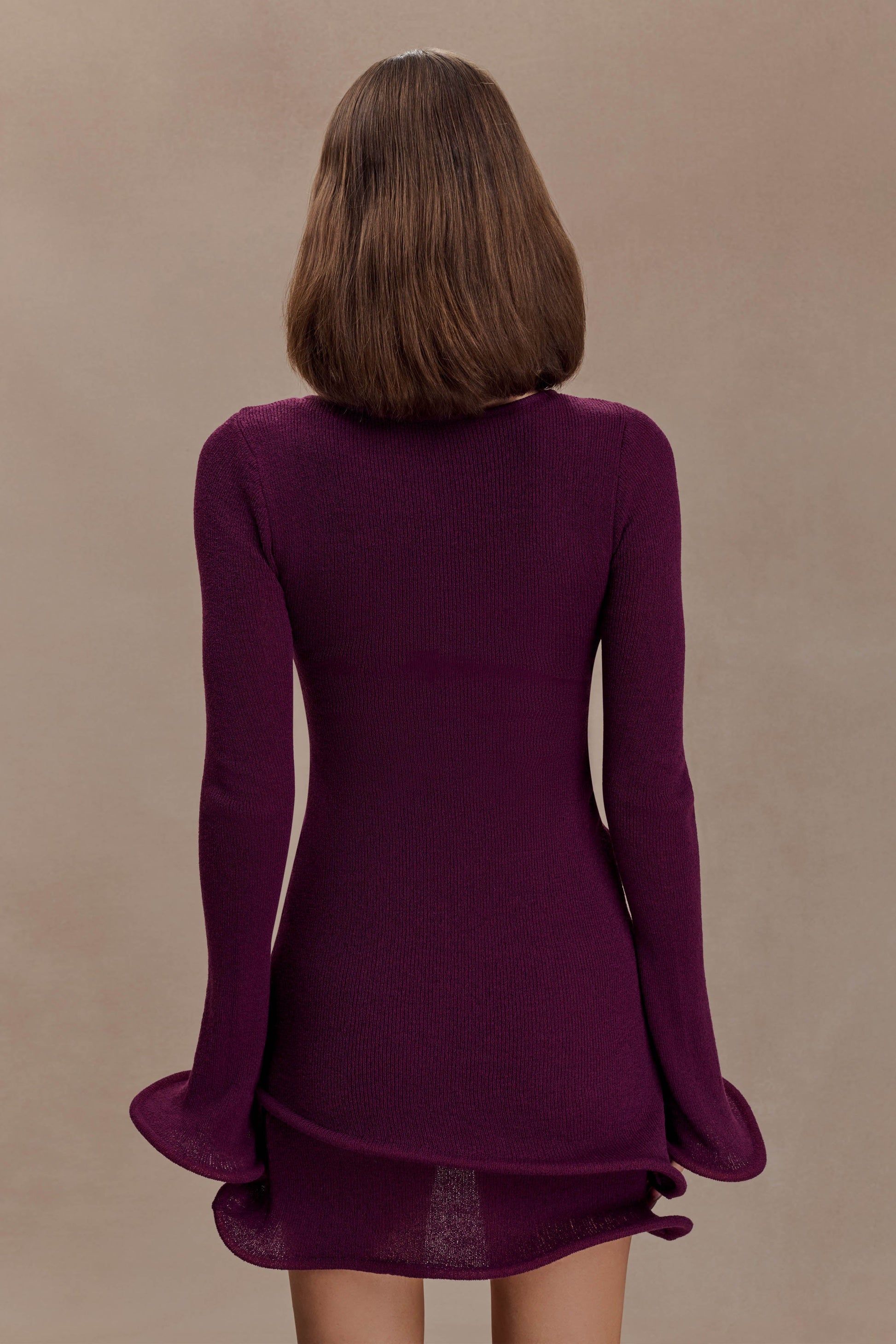 Samira Knit Long Sleeve Mini Dress / Plum | Meshki | XXS Samira Knit Long Sleeve Mini Dress / Plum | Meshki | XXS