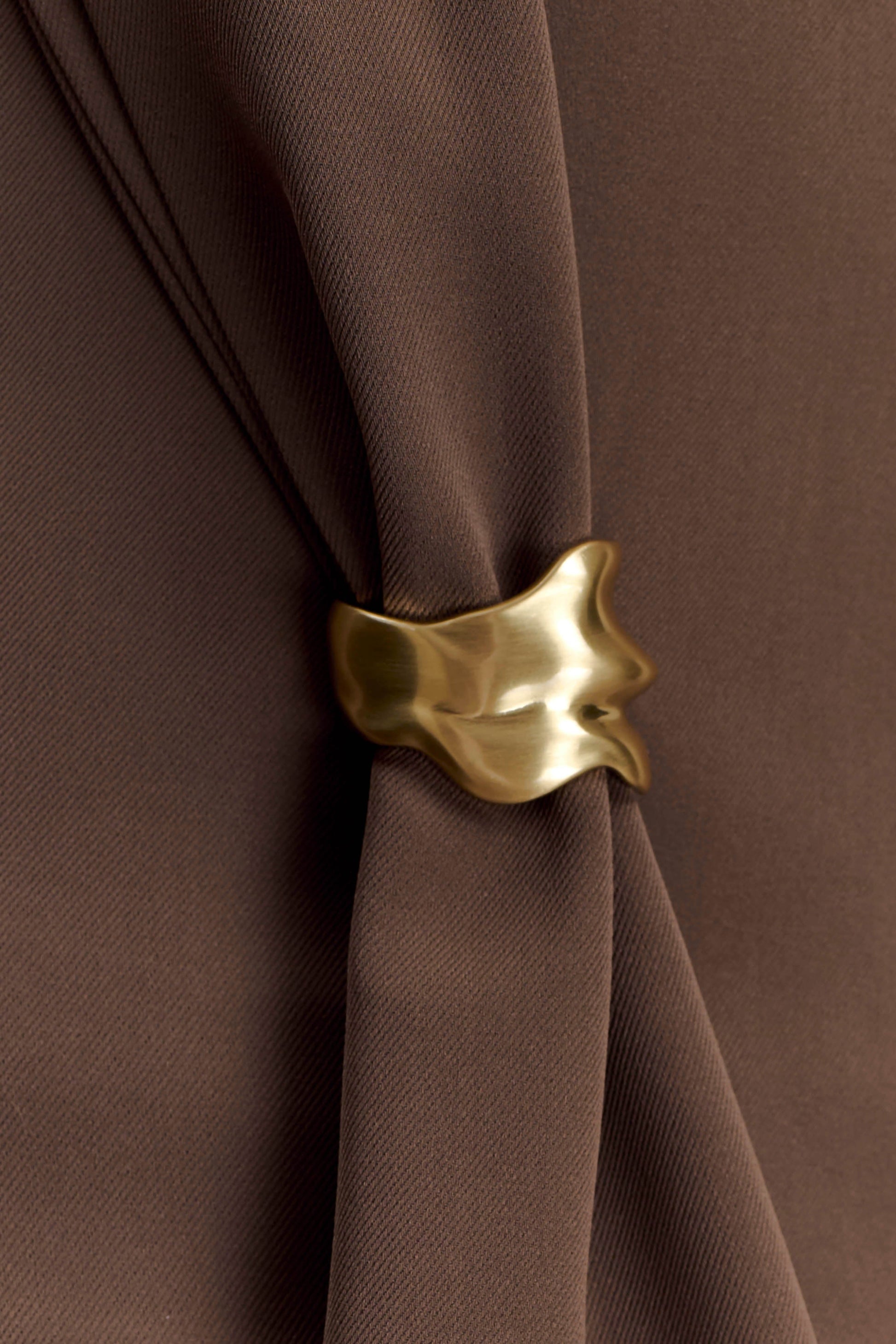 Marina Halter Top With Hardware - Cacao Brown #7