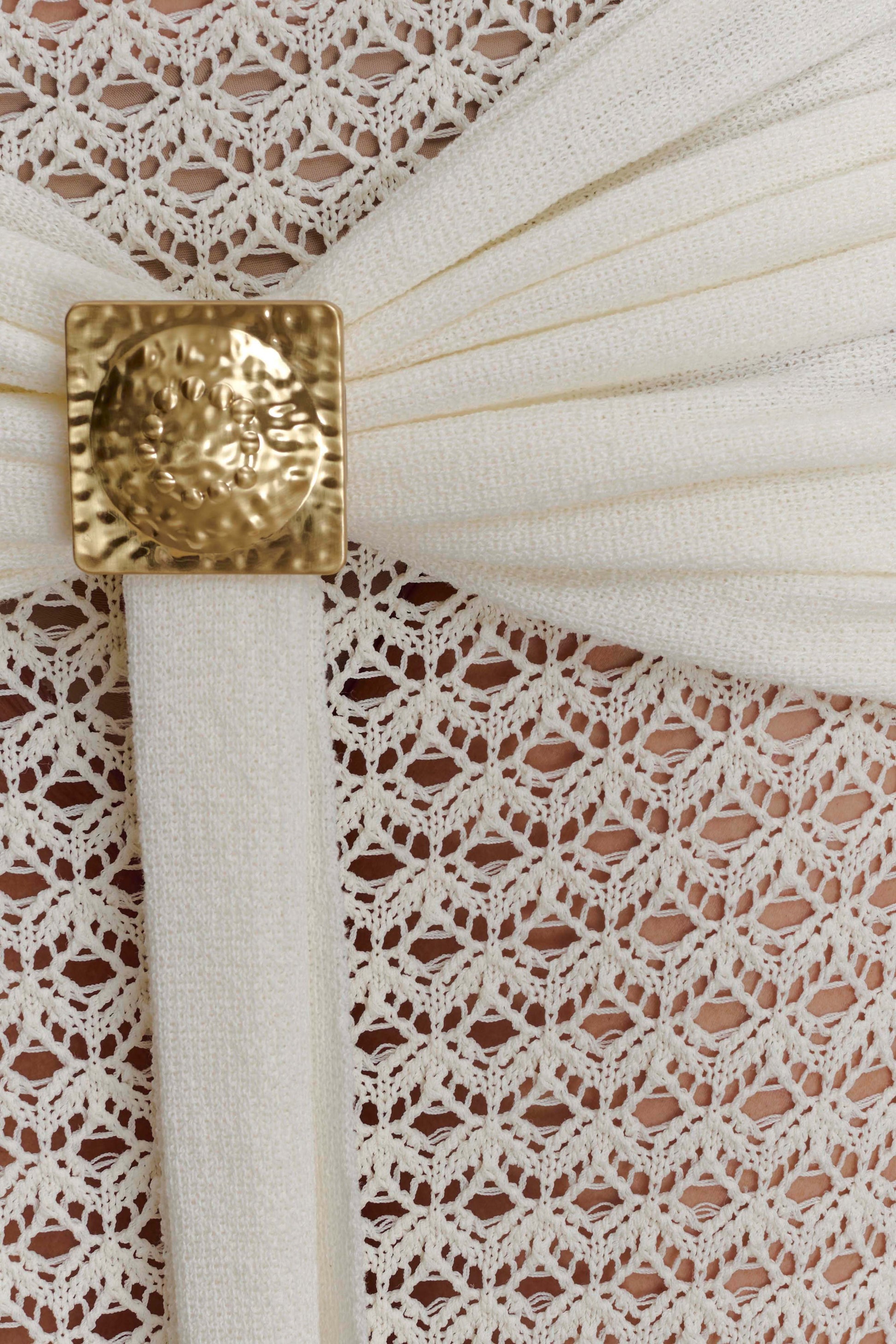 Mania Crochet Maxi Skirt With Hardware - Ivory #6