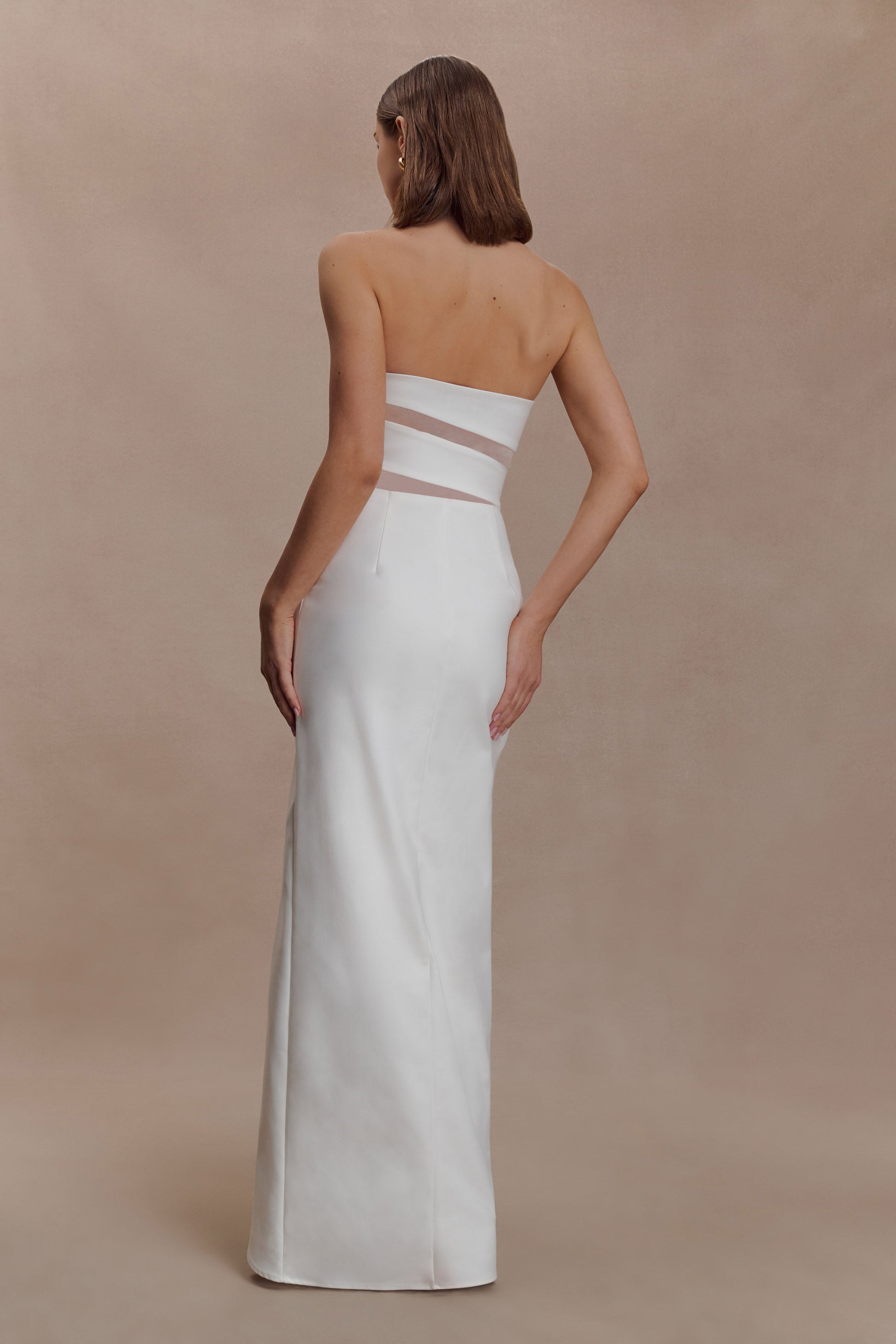 Paulina Cut Out Strapless Maxi Dress / White | MESHKI