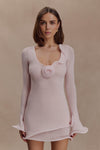 Samira Knit Long Sleeve Mini Dress - Misty Rose