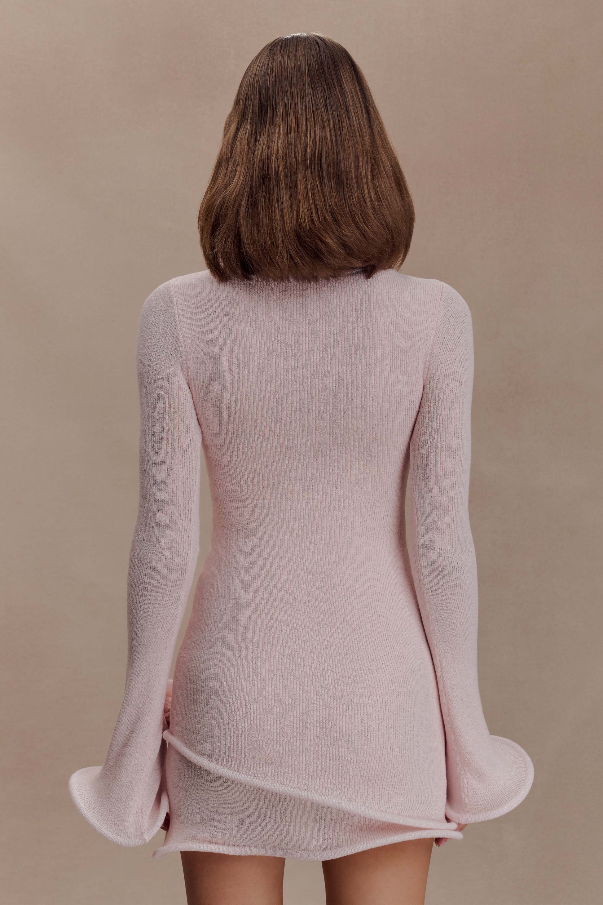 Samira Knit Long Sleeve Mini Dress / Misty Rose | MESHKI | 3XL Samira Knit Long Sleeve Mini Dress / Misty Rose | MESHKI | 3XL