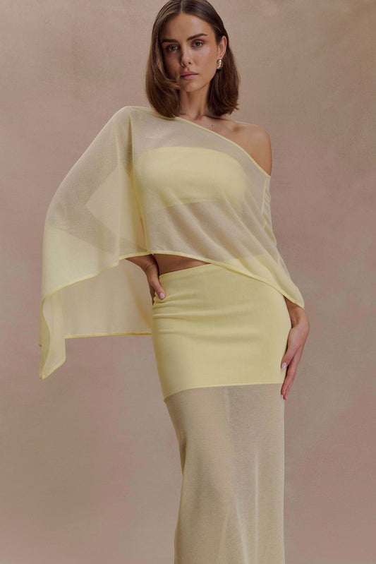 Lyra Sheer Knit Cape - Lemon