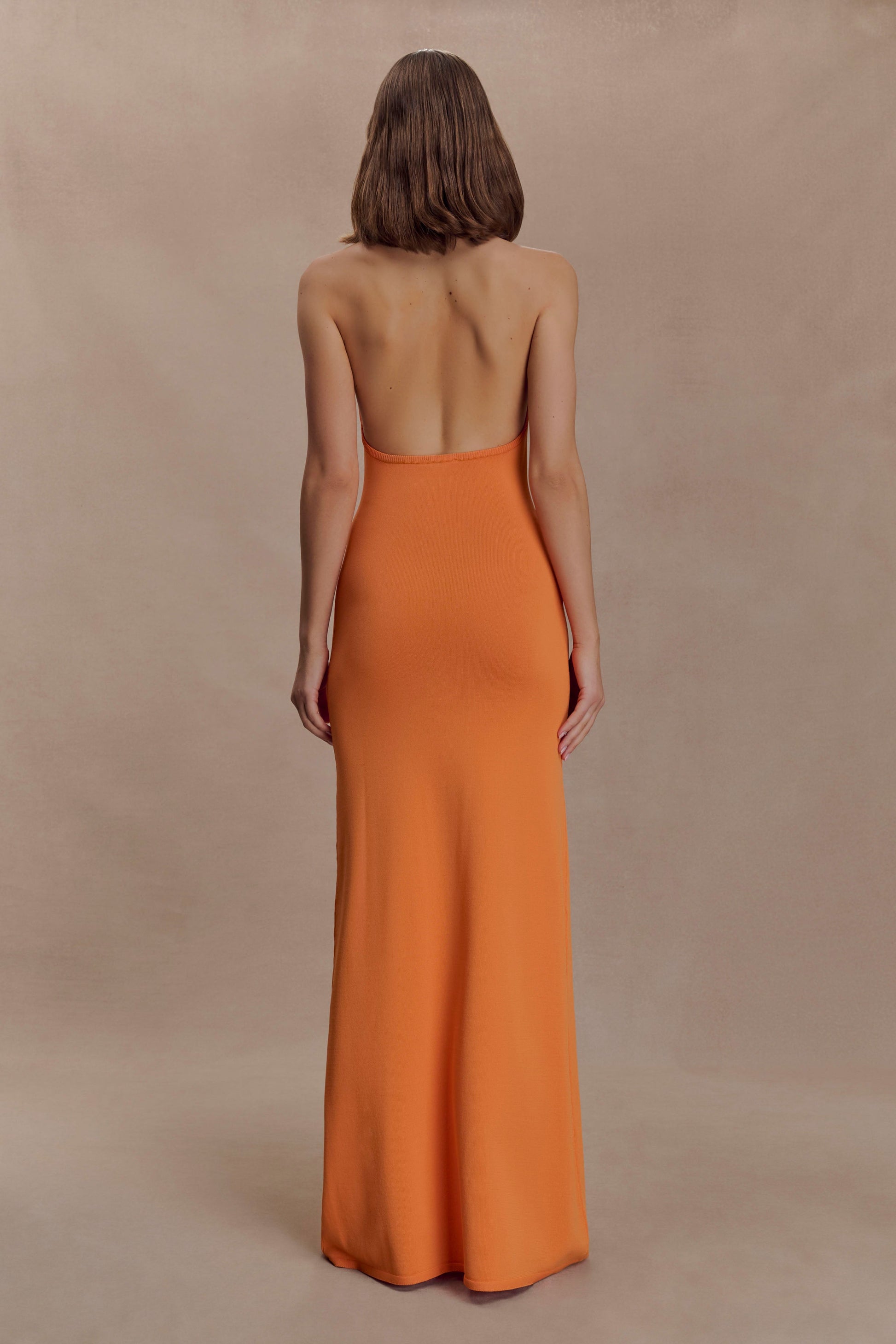 Elma Halter Knit Maxi Dress / Orange | MESHKI | XL Elma Halter Knit Maxi Dress / Orange | MESHKI | XL