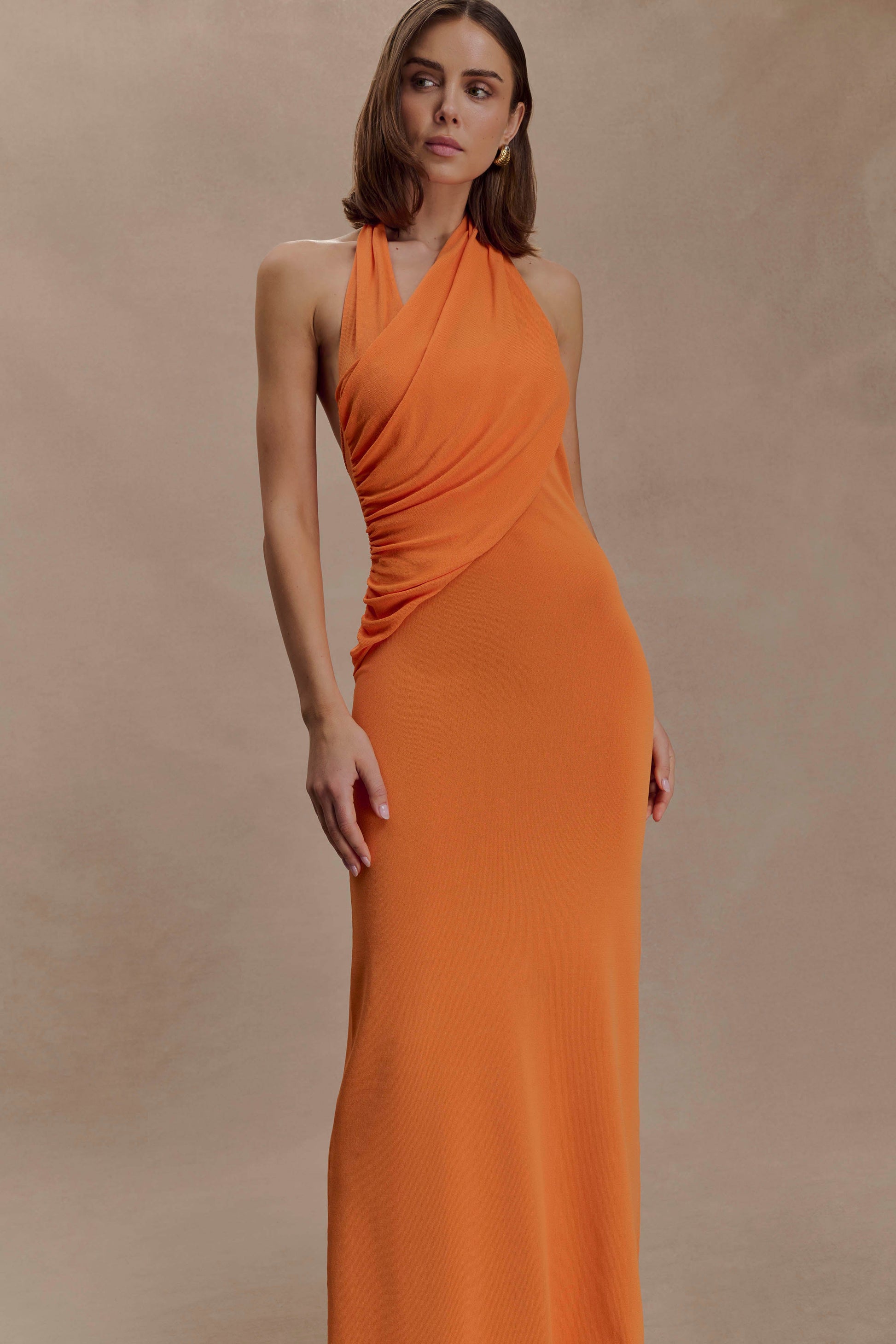 Elma Halter Knit Maxi Dress / Orange | Meshki | XL Elma Halter Knit Maxi Dress / Orange | Meshki | XL