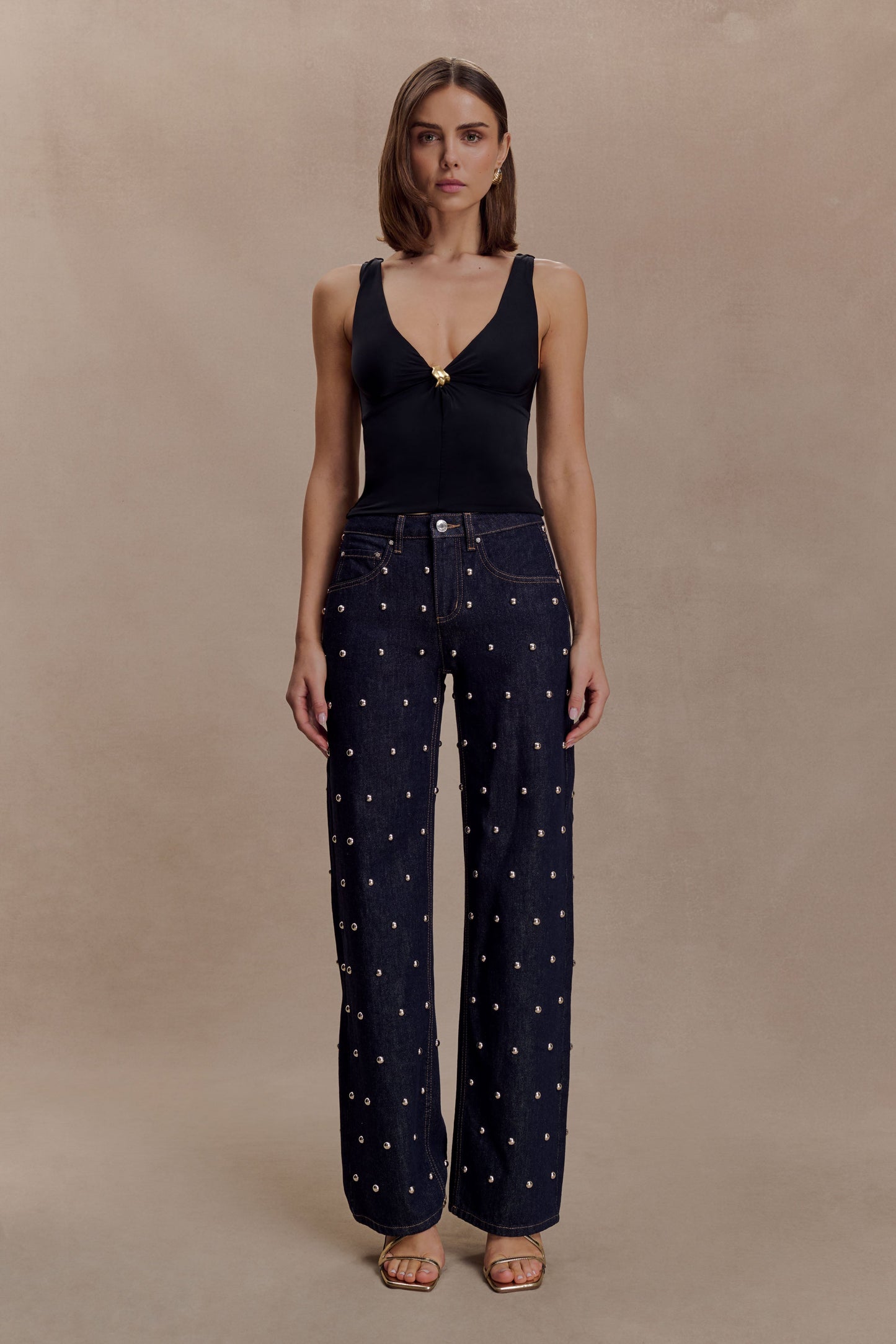 Spencer Slinky Top with Hardware - Black