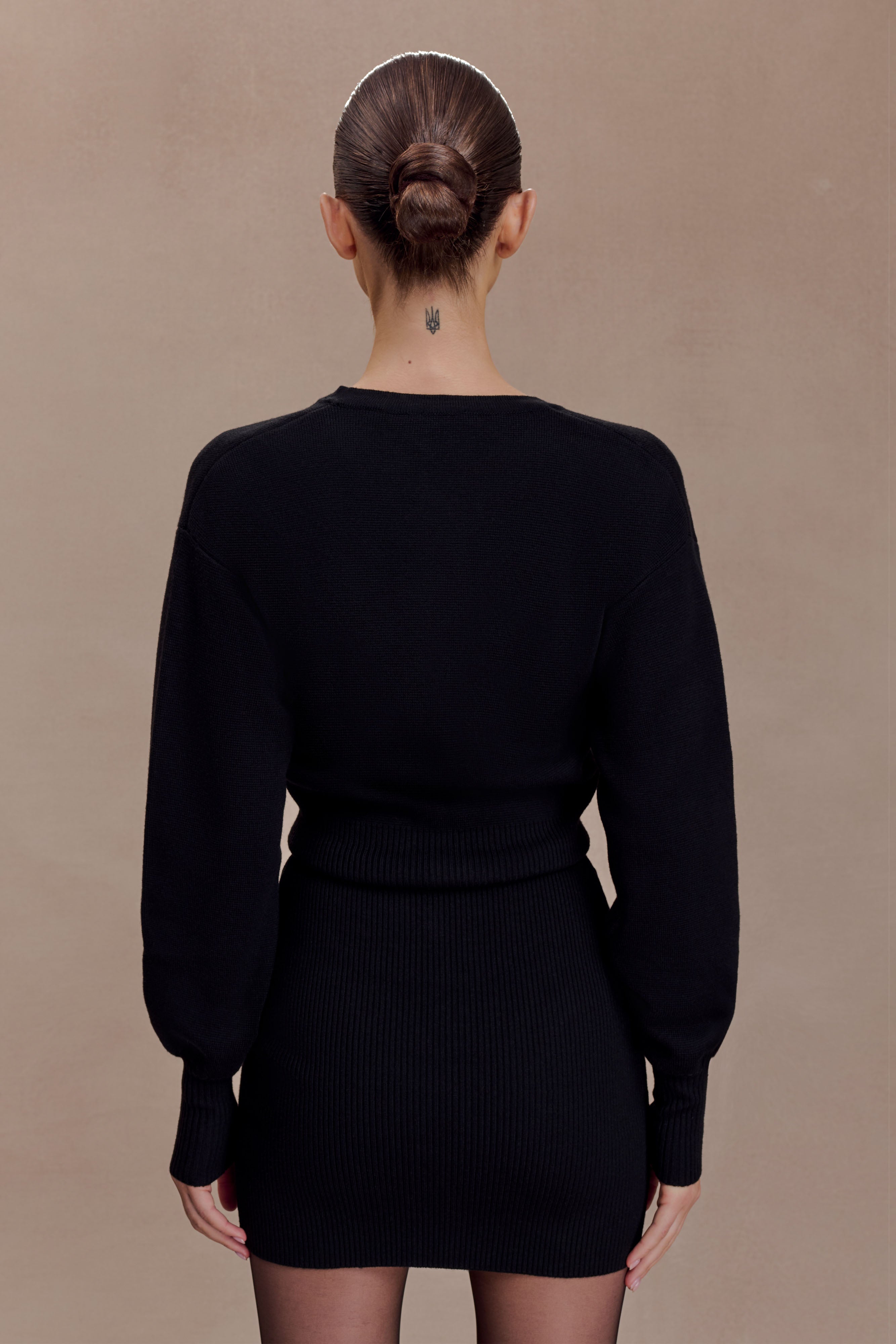 Xaden Wool Mix Knit Mini Dress - Black | MESHKI US