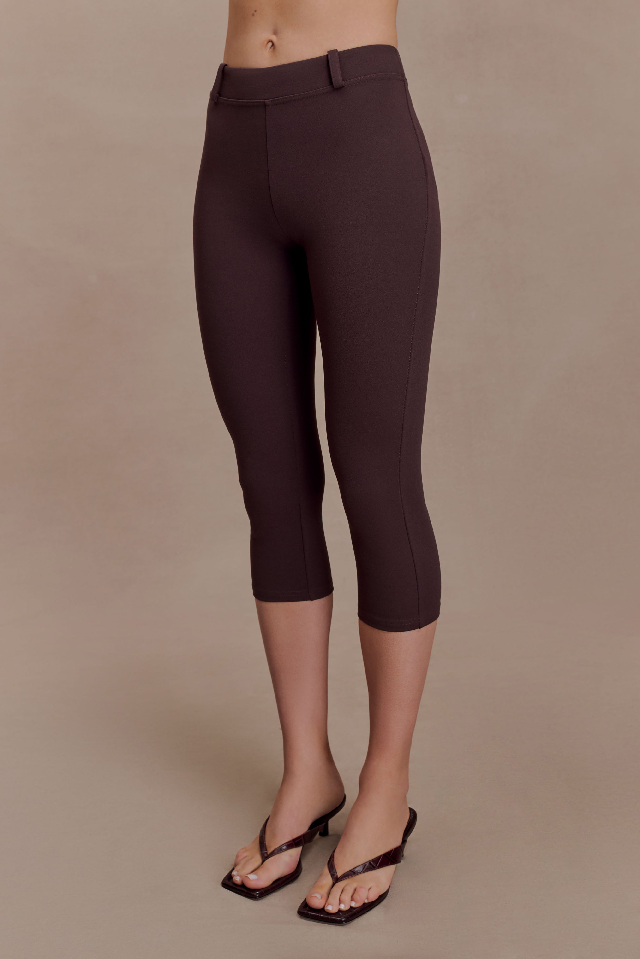 Blanca Stretch Crepe Capri Pants - Chocolate | MESHKI US