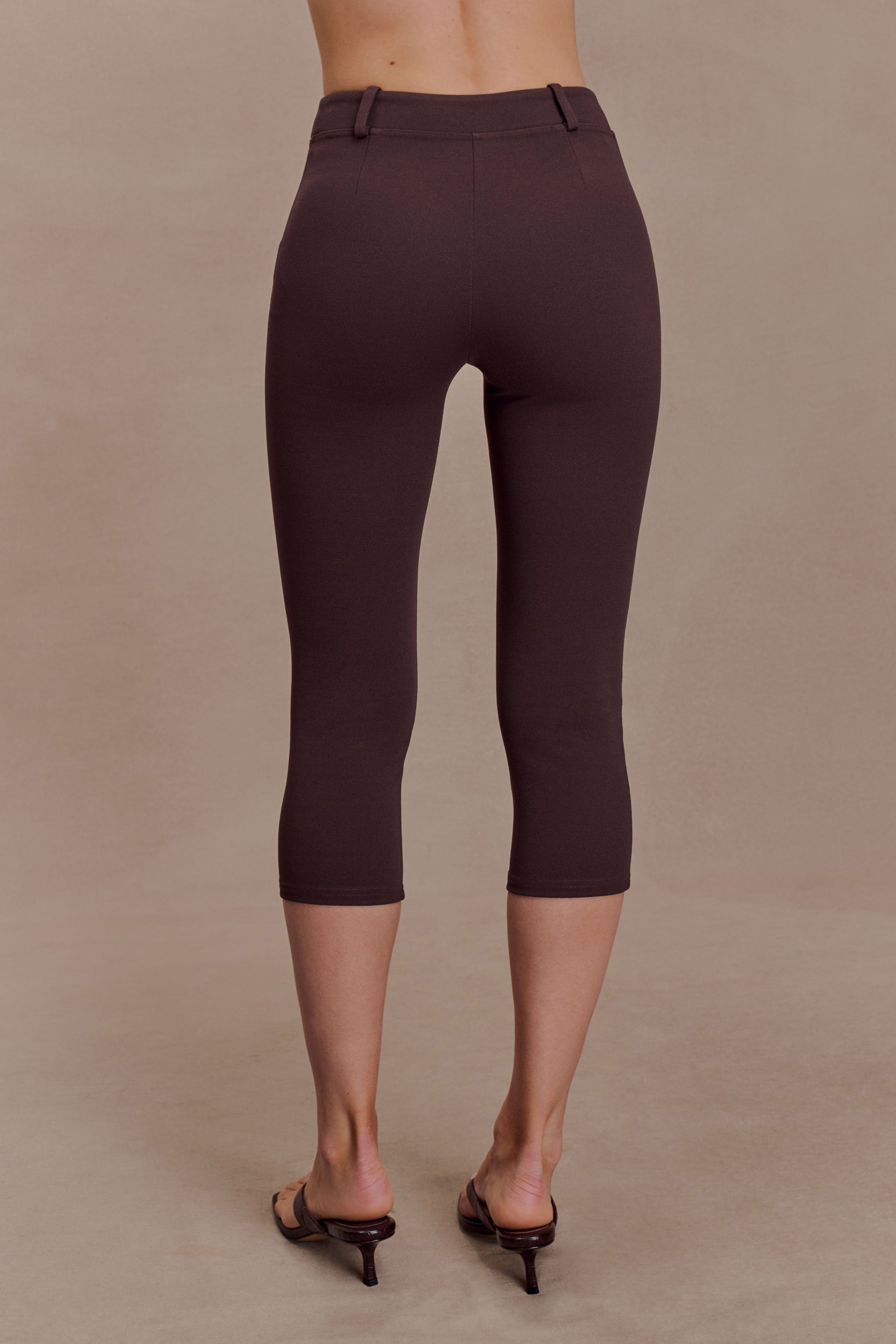 Blanca Stretch Crepe Capri Pants - Chocolate | MESHKI US