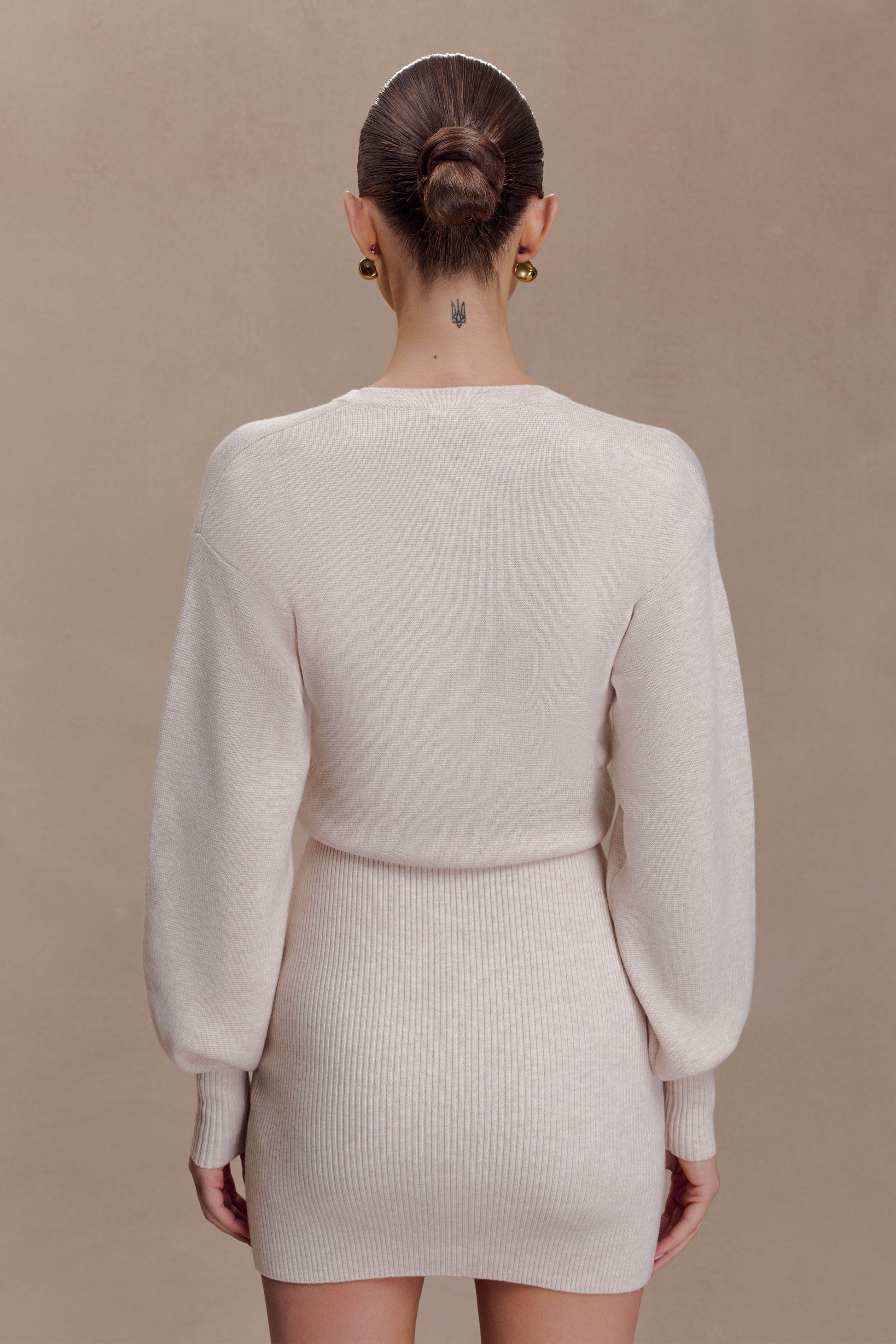 Xaden Wool Mix Knit Mini Dress - Oat Marle #5