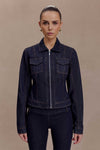 Cierra Cinched Jacket Top - Washed Indigo Blue