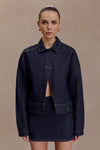 Olandria Oversized Jacket Top - Washed Indigo Blue