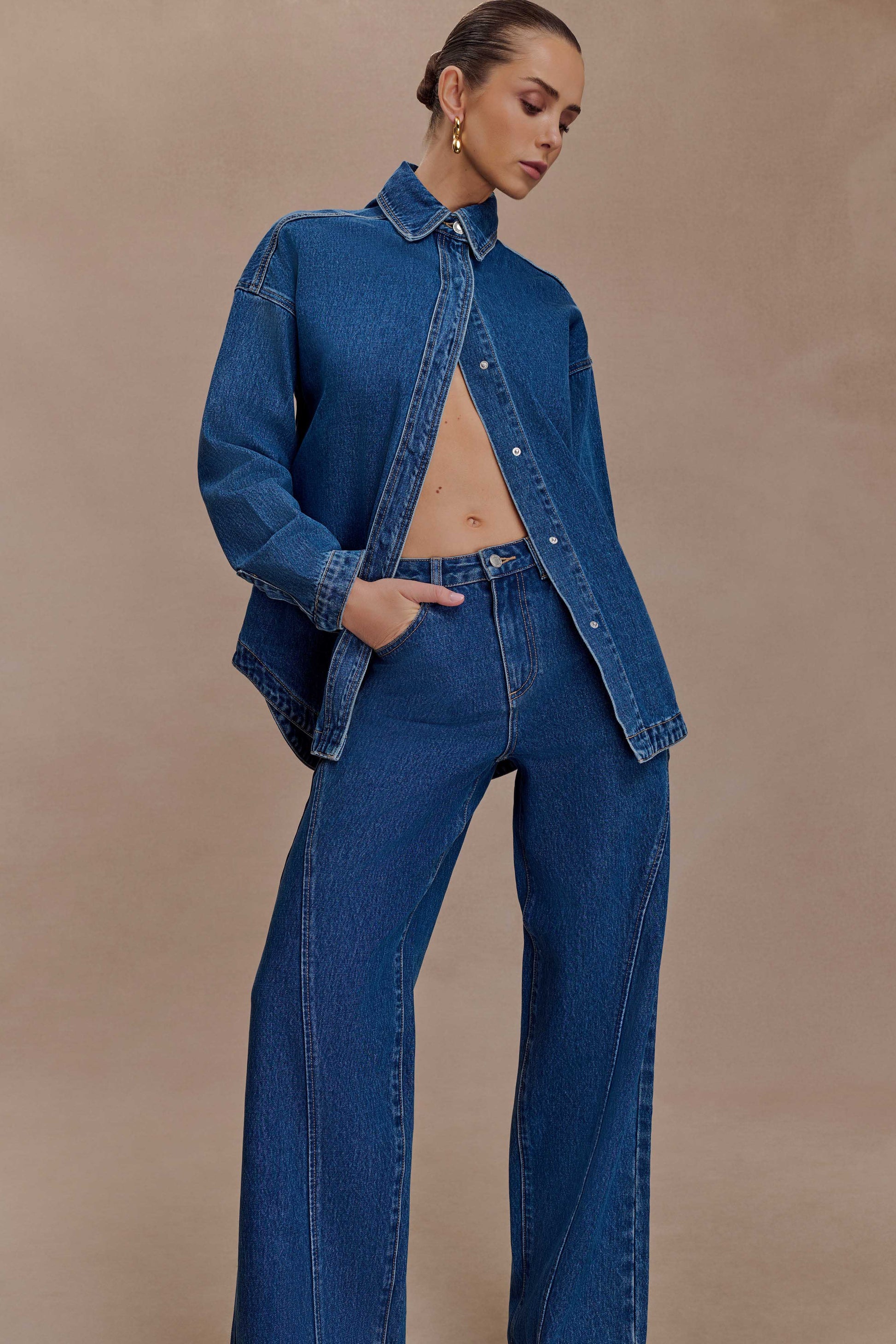 Lioda Oversized Denim Shirt / Dark Blue | MESHKI