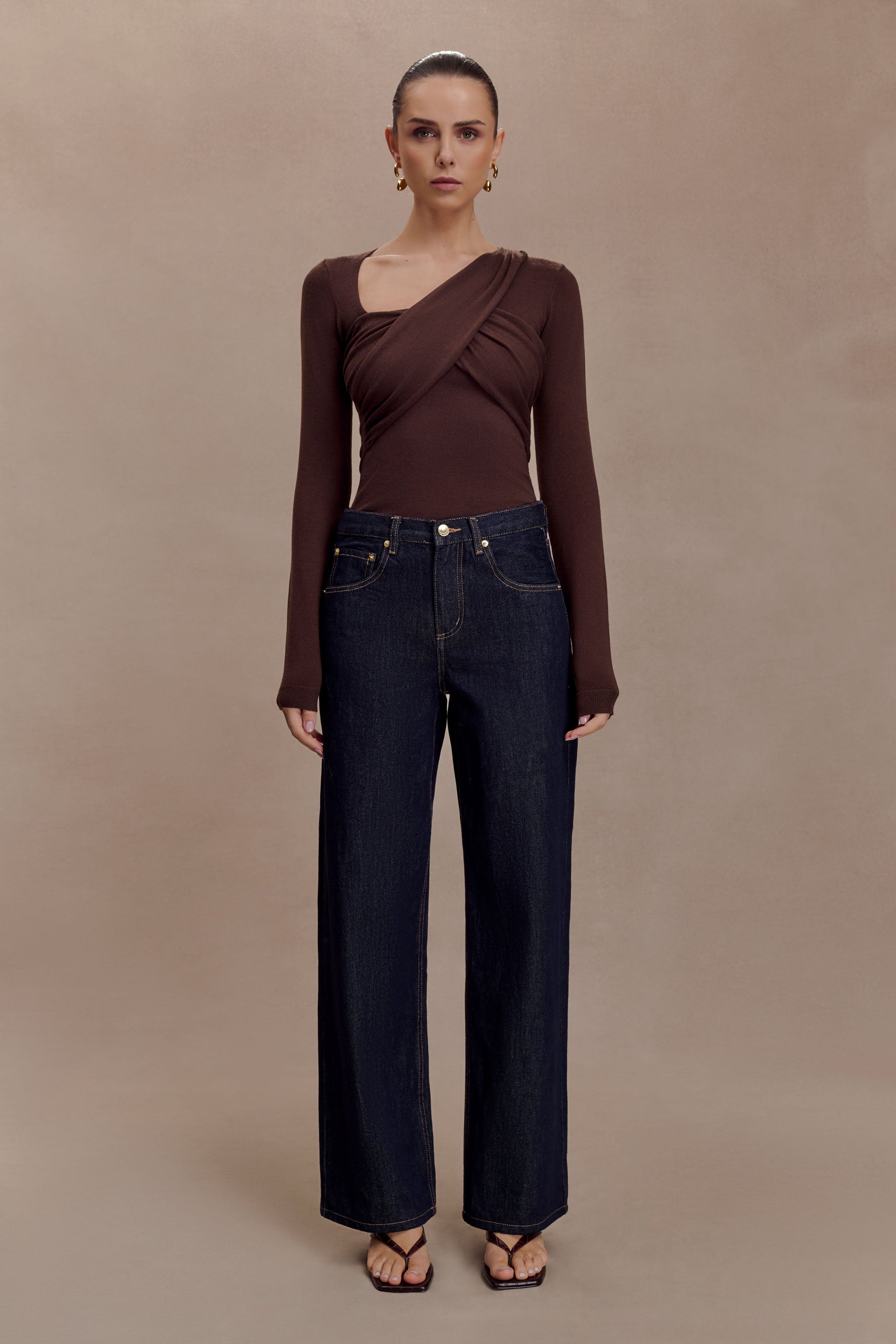 Kaylen Knit Long Sleeve Top - Dark Chocolate #6