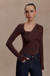 Kaylen Knit Long Sleeve Top - Dark Chocolate