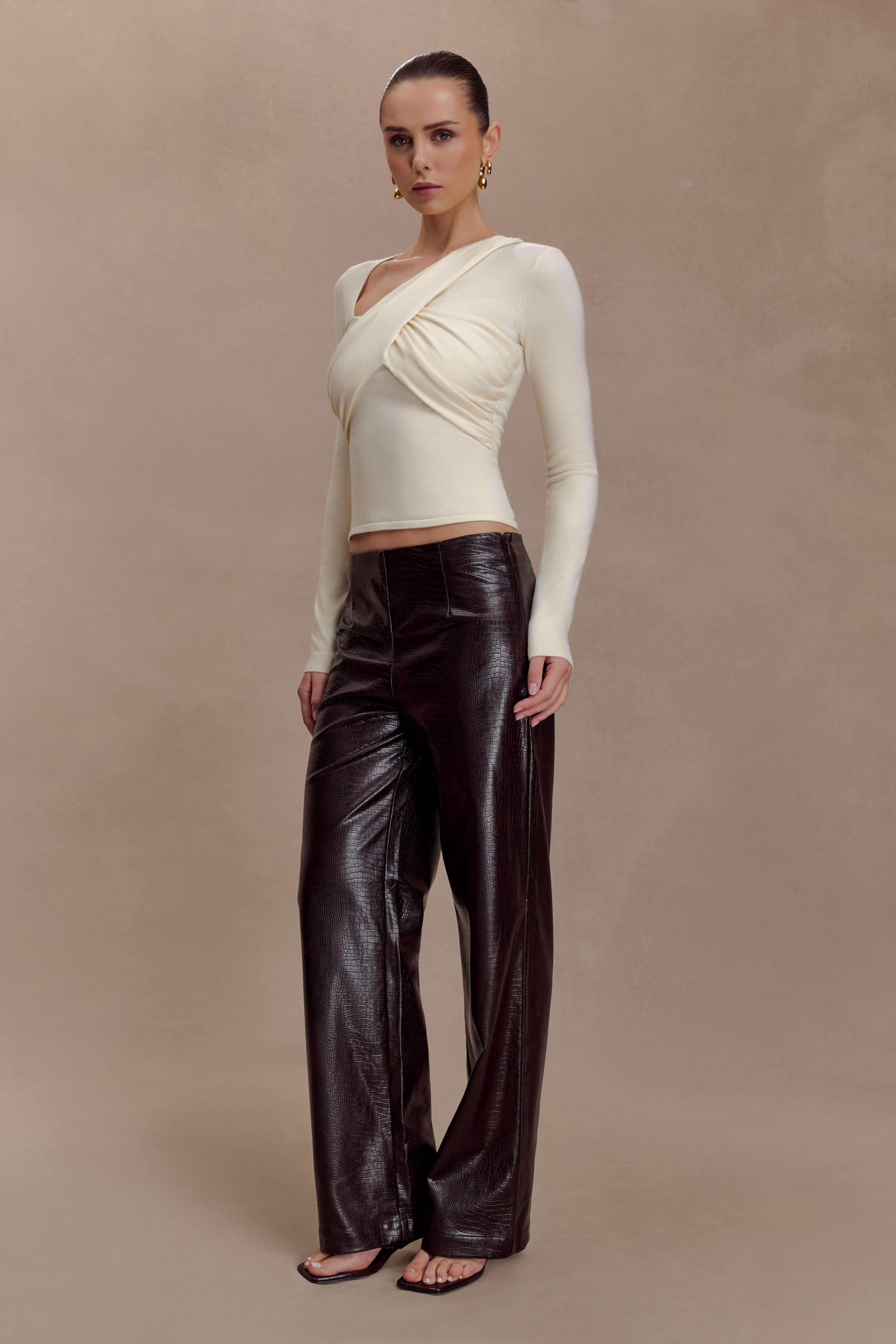 Kaylen Knit Long Sleeve Top - Ivory | MESHKI US