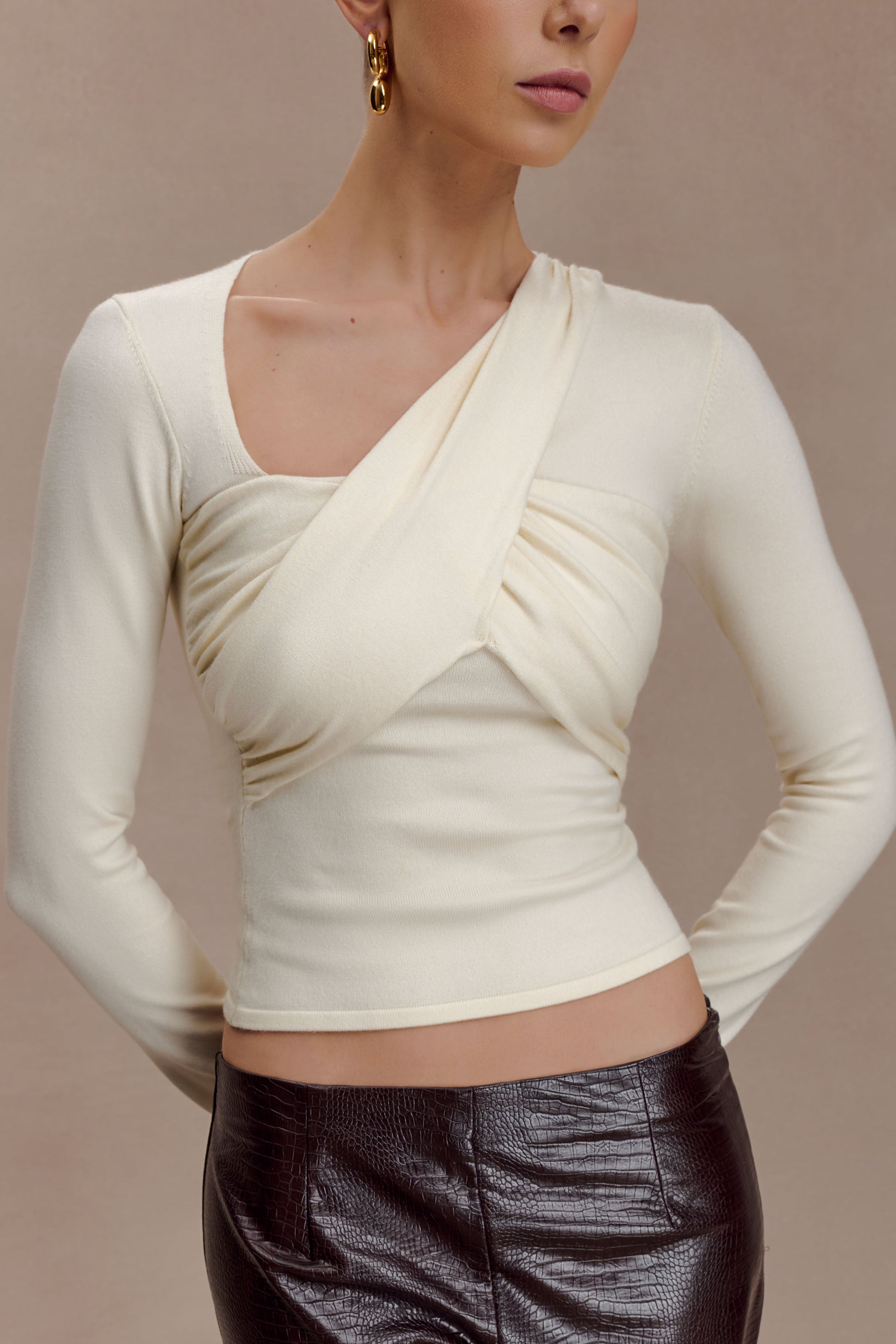 Kaylen Knit Long Sleeve Top - Ivory #3
