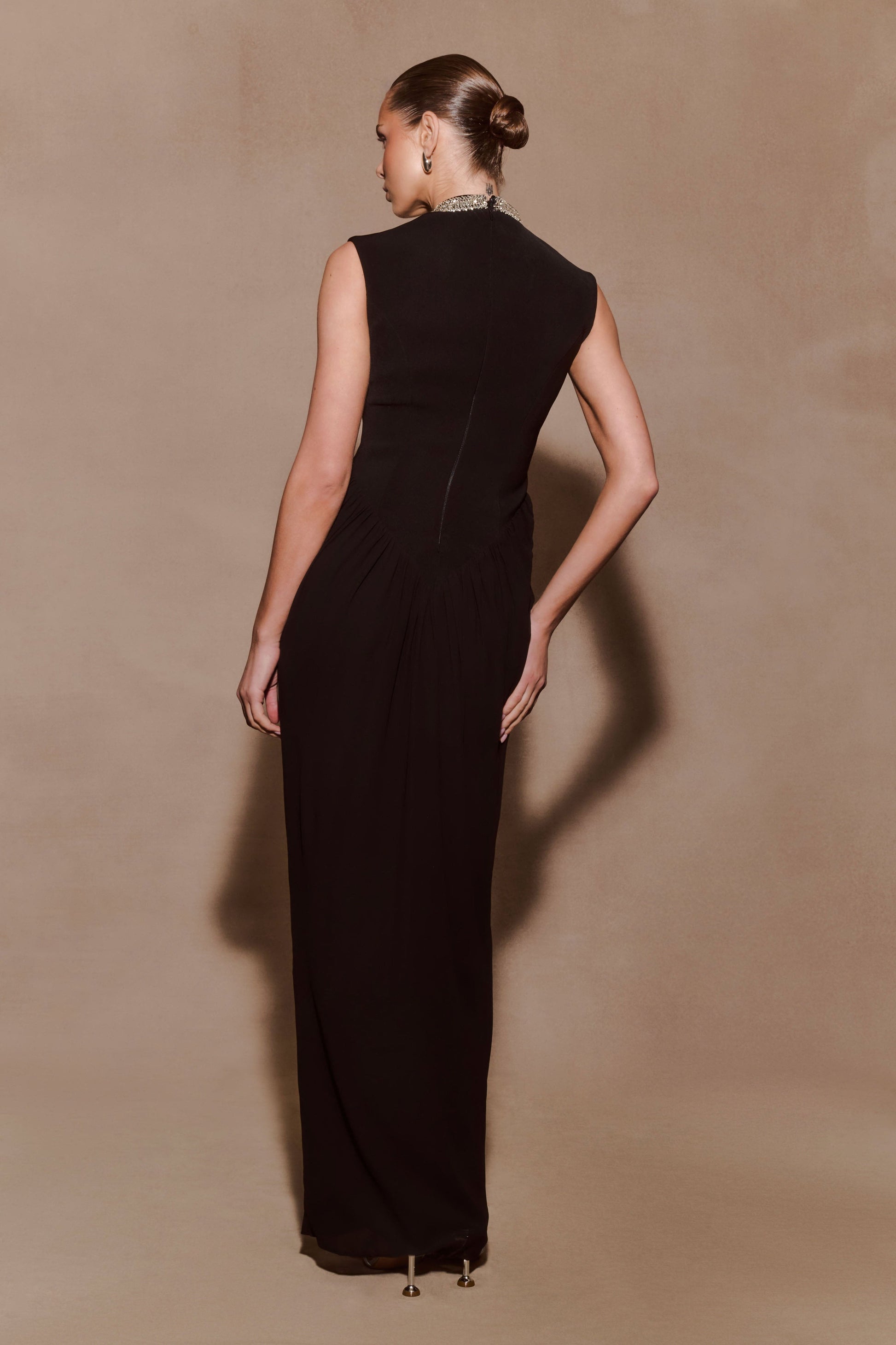 Elisa Diamante Neck Maxi Dress - Black Elisa Diamante Neck Maxi Dress - Black