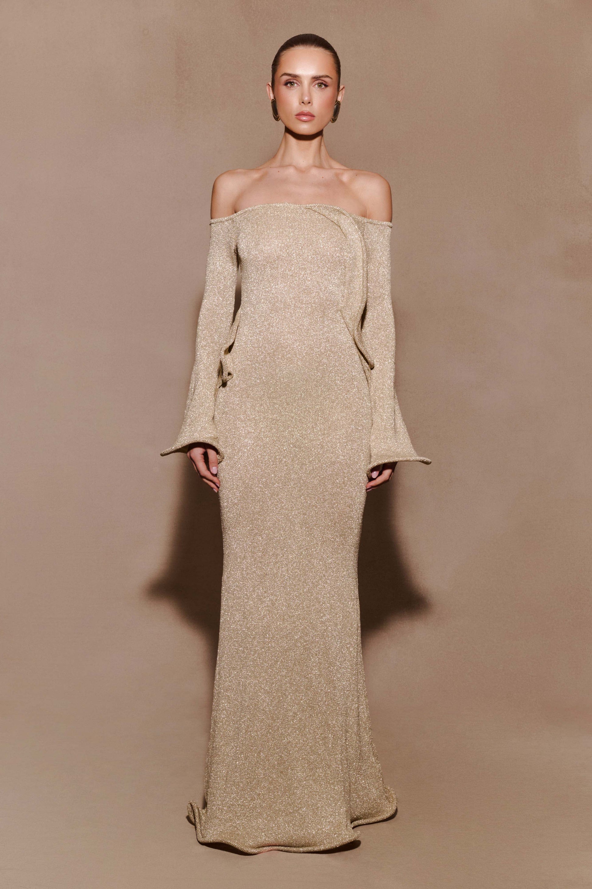 Sandrine Lurex Knit Maxi Dress / Gold | MESHKI