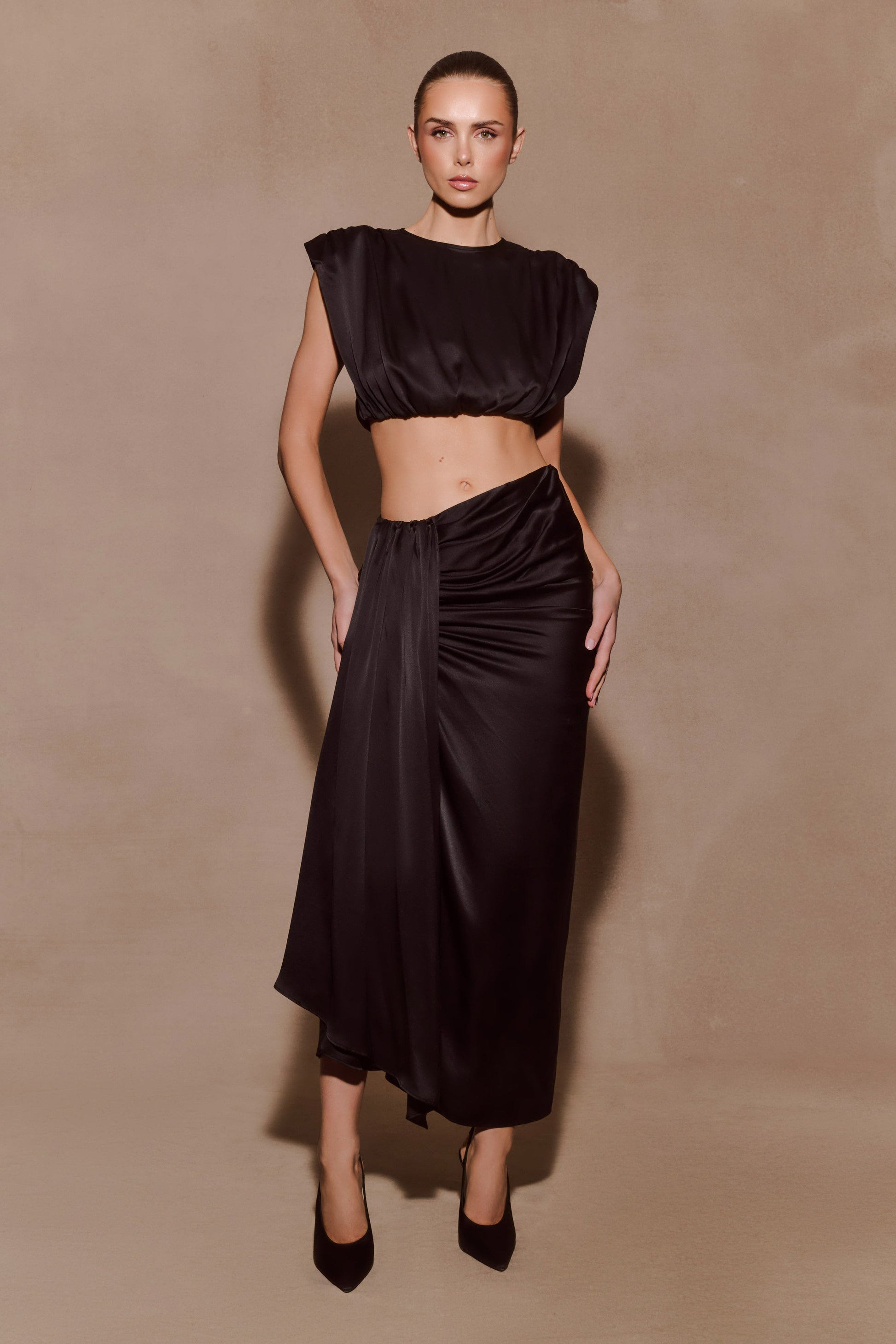 Zendaya Silk Crop Top - Black #6
