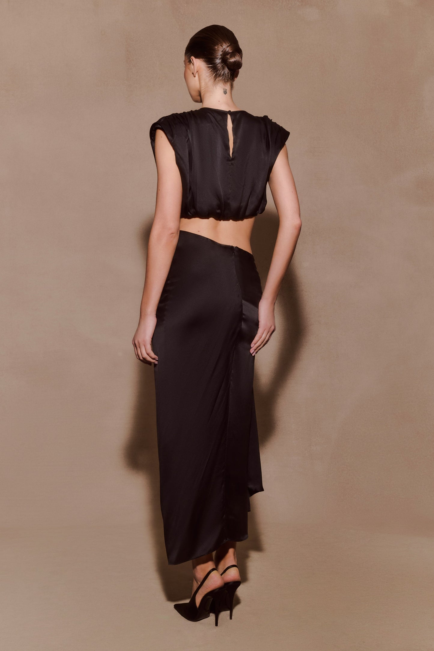 Zendaya Silk Crop Top - Black