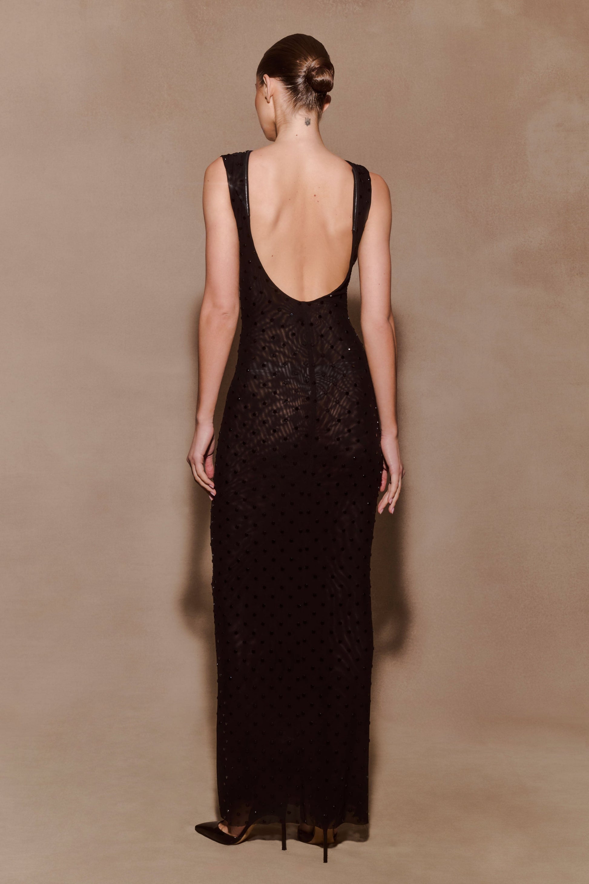Samara Sleeveless Diamante Maxi Dress / Black | MESHKI