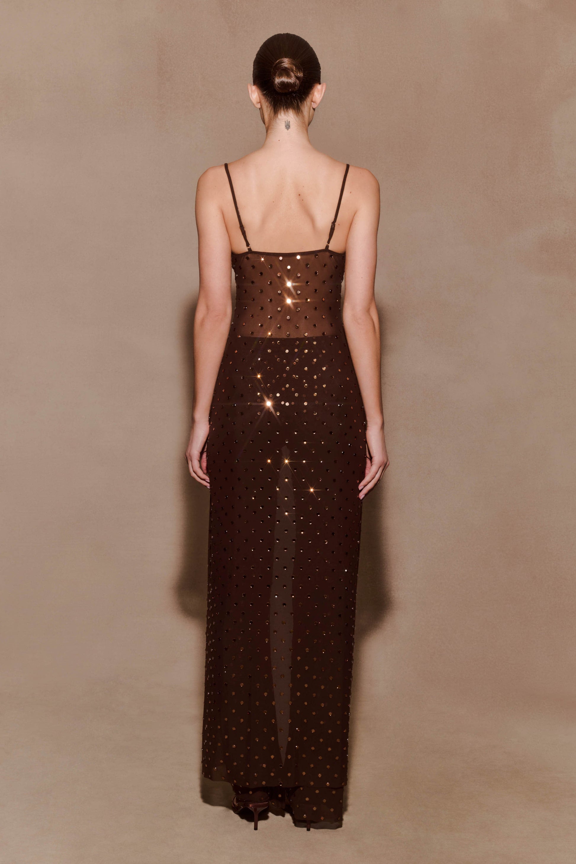 Jackie Longline Diamante Top / Chocolate | MESHKI
