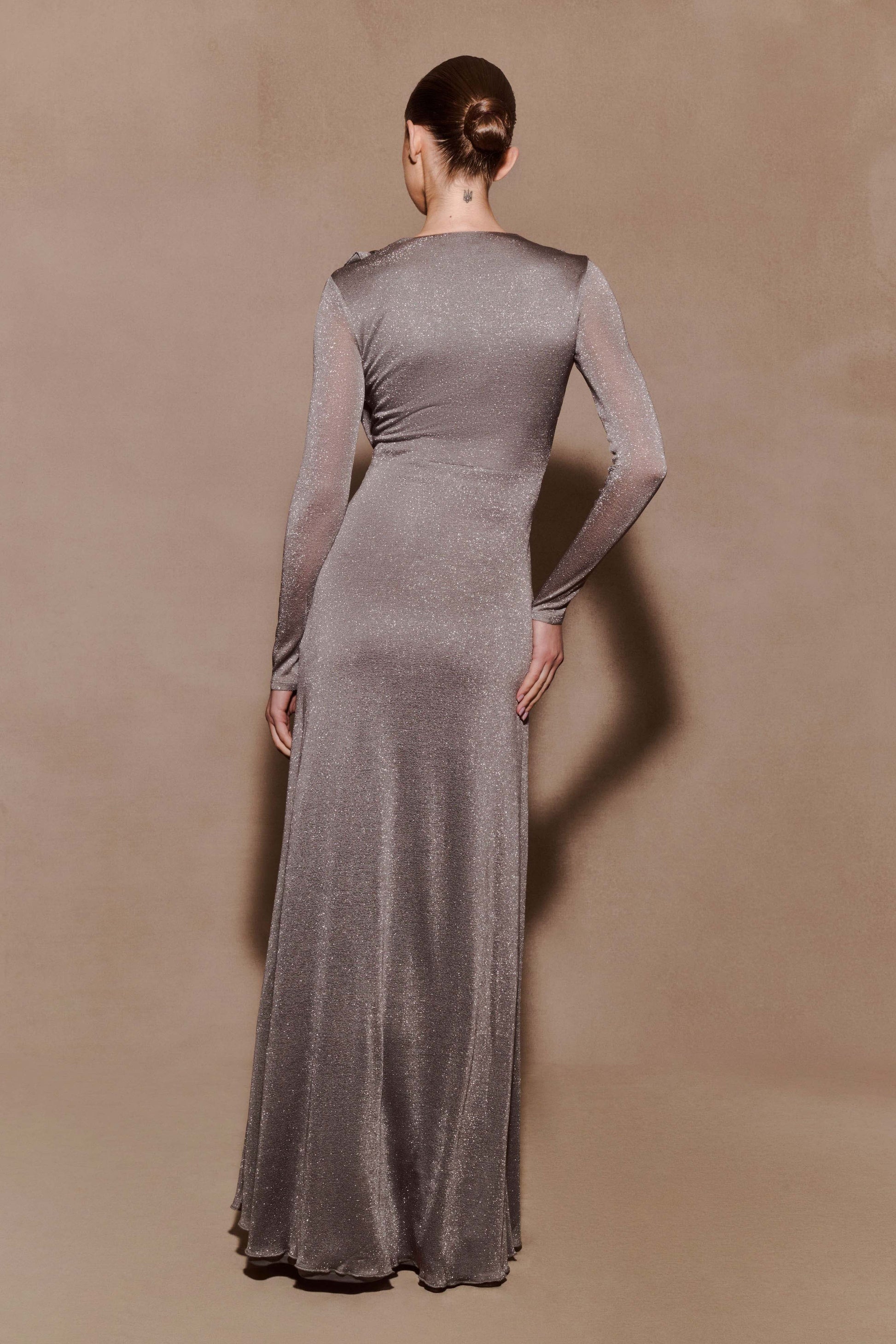 Scarlet Lurex Cowl Maxi Dress - Silver | MESHKI US Scarlet Lurex Cowl Maxi Dress - Silver | MESHKI US